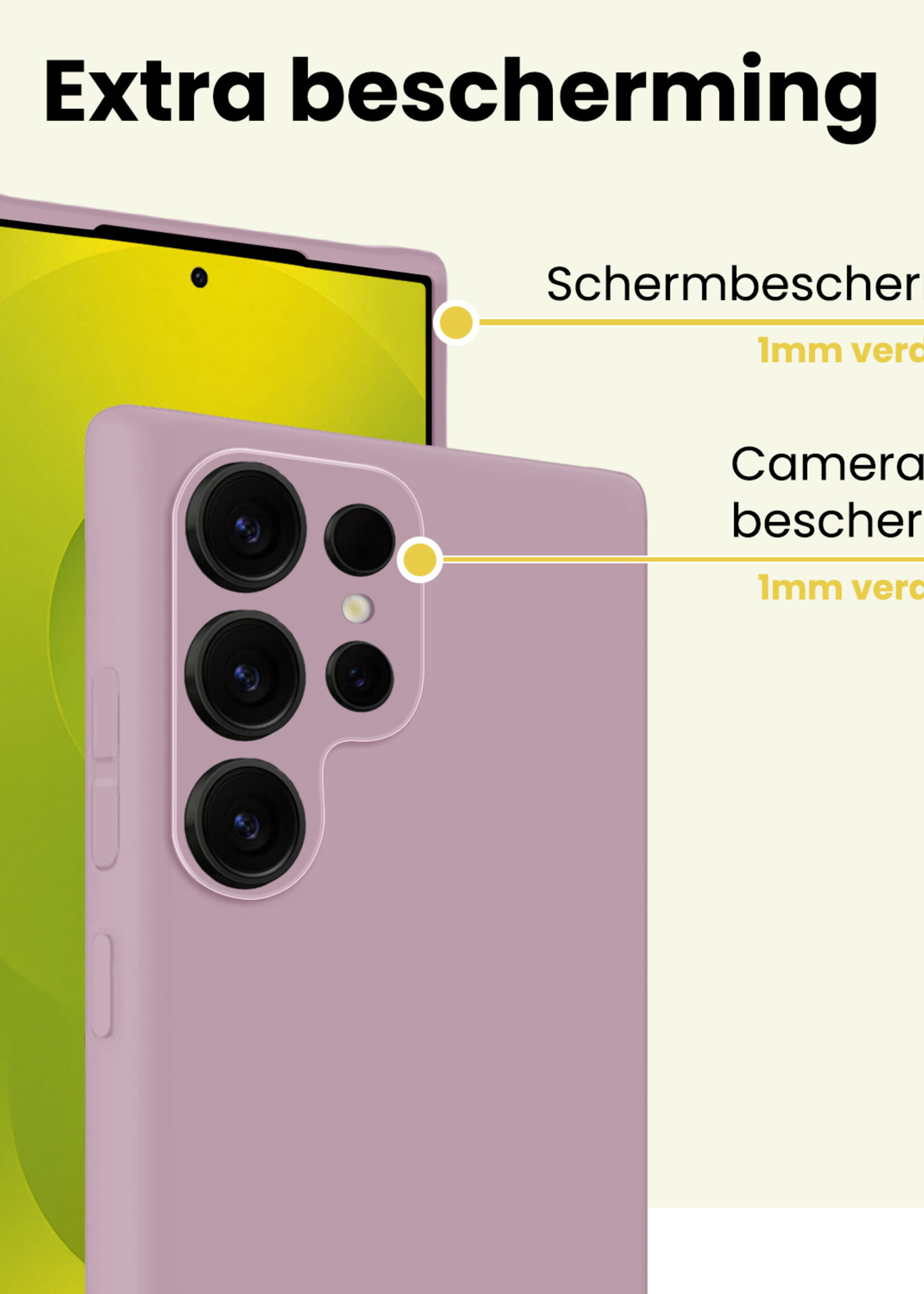 LUQ LUQ Samsung Galaxy S25 Ultra Hoesje Siliconen Met 2x Screenprotector - Lila