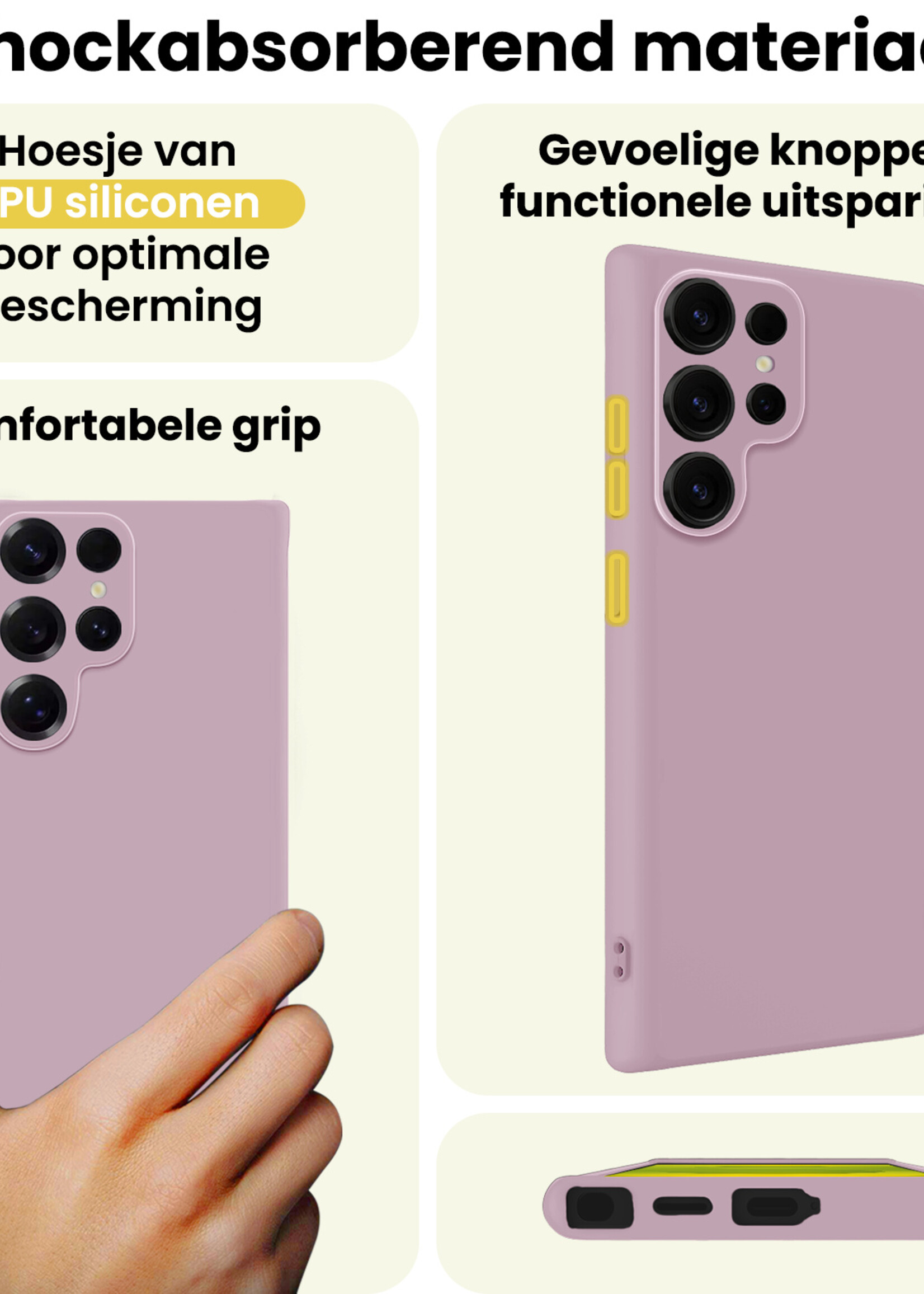 LUQ LUQ Samsung Galaxy S25 Ultra Hoesje Siliconen Met 2x Screenprotector - Lila