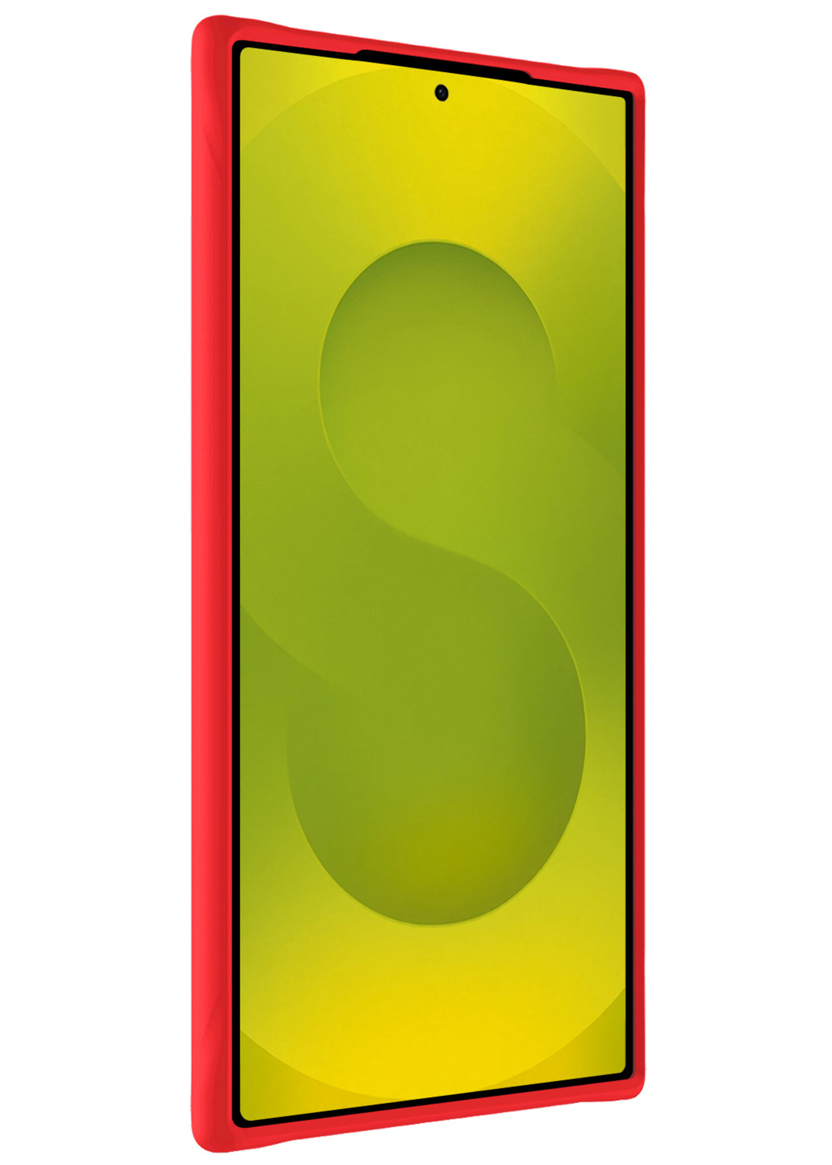 LUQ LUQ Samsung Galaxy S25 Ultra Hoesje Siliconen Met 2x Screenprotector - Rood