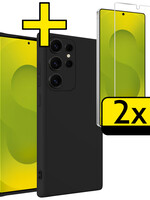 LUQ LUQ Samsung Galaxy S25 Ultra Hoesje Siliconen Met 2x Screenprotector - Zwart