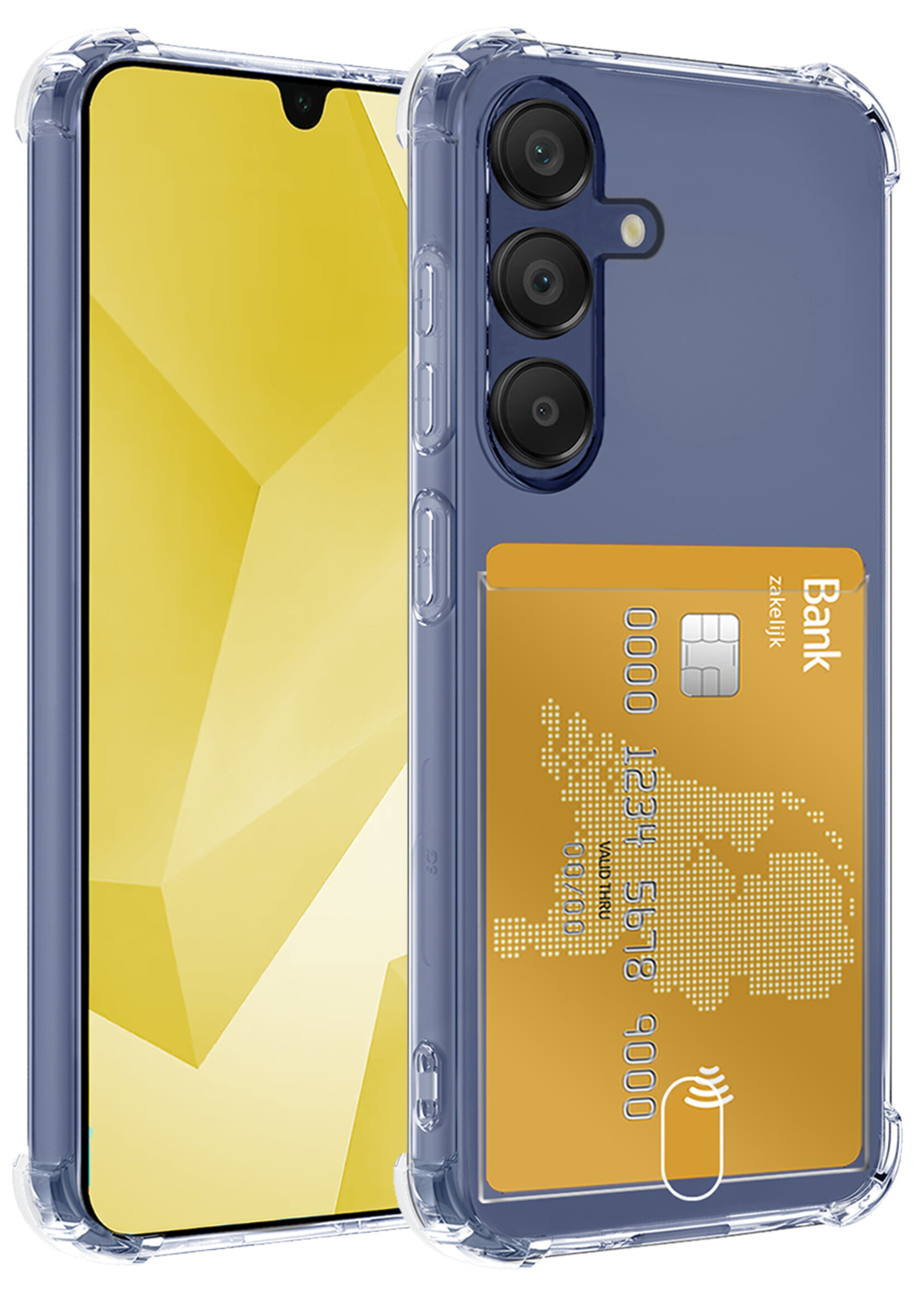 LUQ Hoesje Geschikt voor Samsung A16 Hoesje Case Pashouder Cover Siliconen - Hoes Geschikt voor Samsung Galaxy A16 Hoesje Met Kaarthouder - Transparant