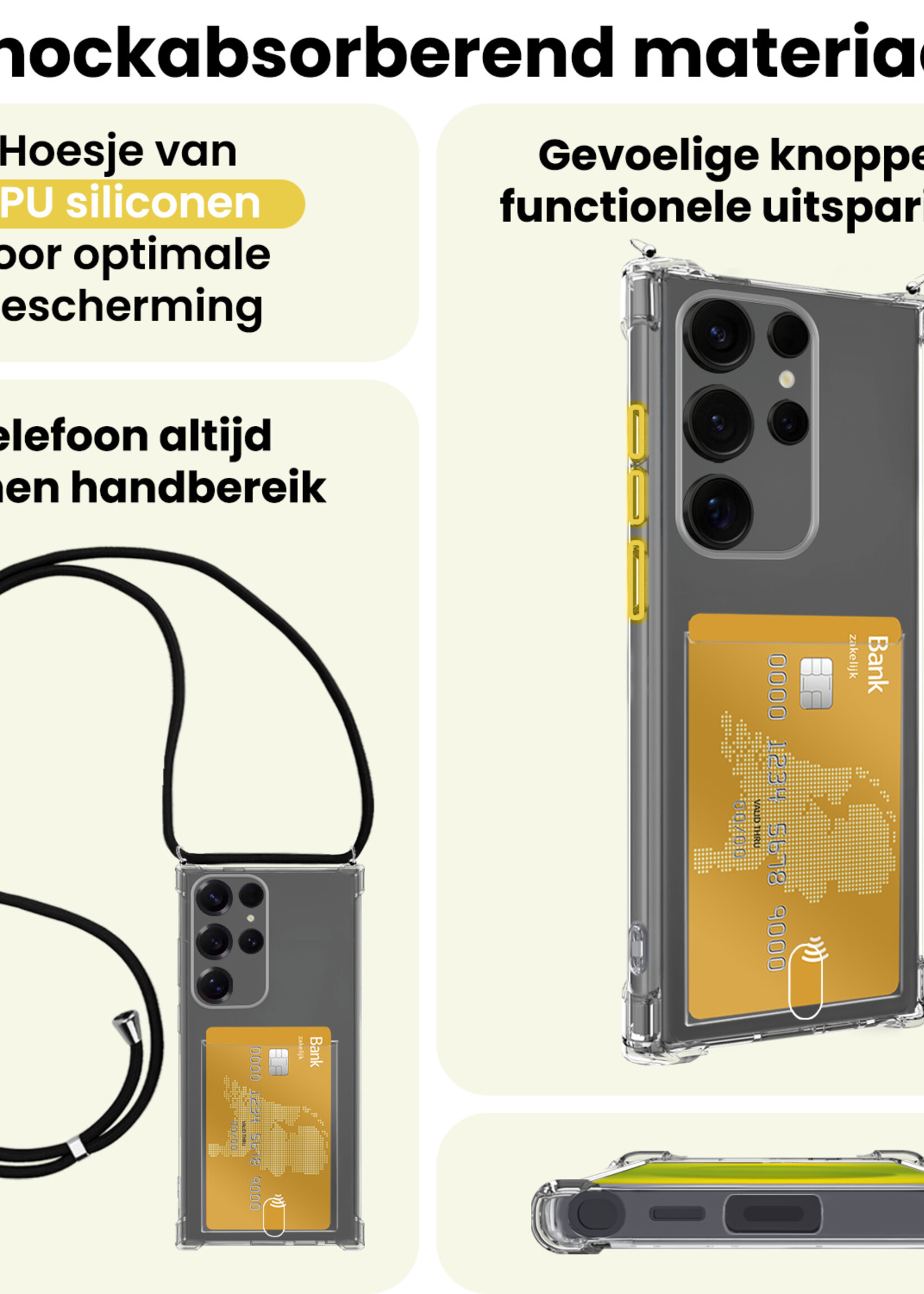 LUQ LUQ Samsung Galaxy S25 Ultra Hoesje Pashouder met Koord