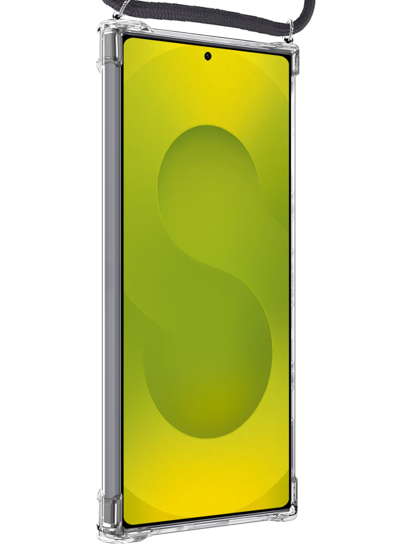 LUQ LUQ Samsung Galaxy S25 Ultra Hoesje Pashouder met Koord Met 2x Screenprotector