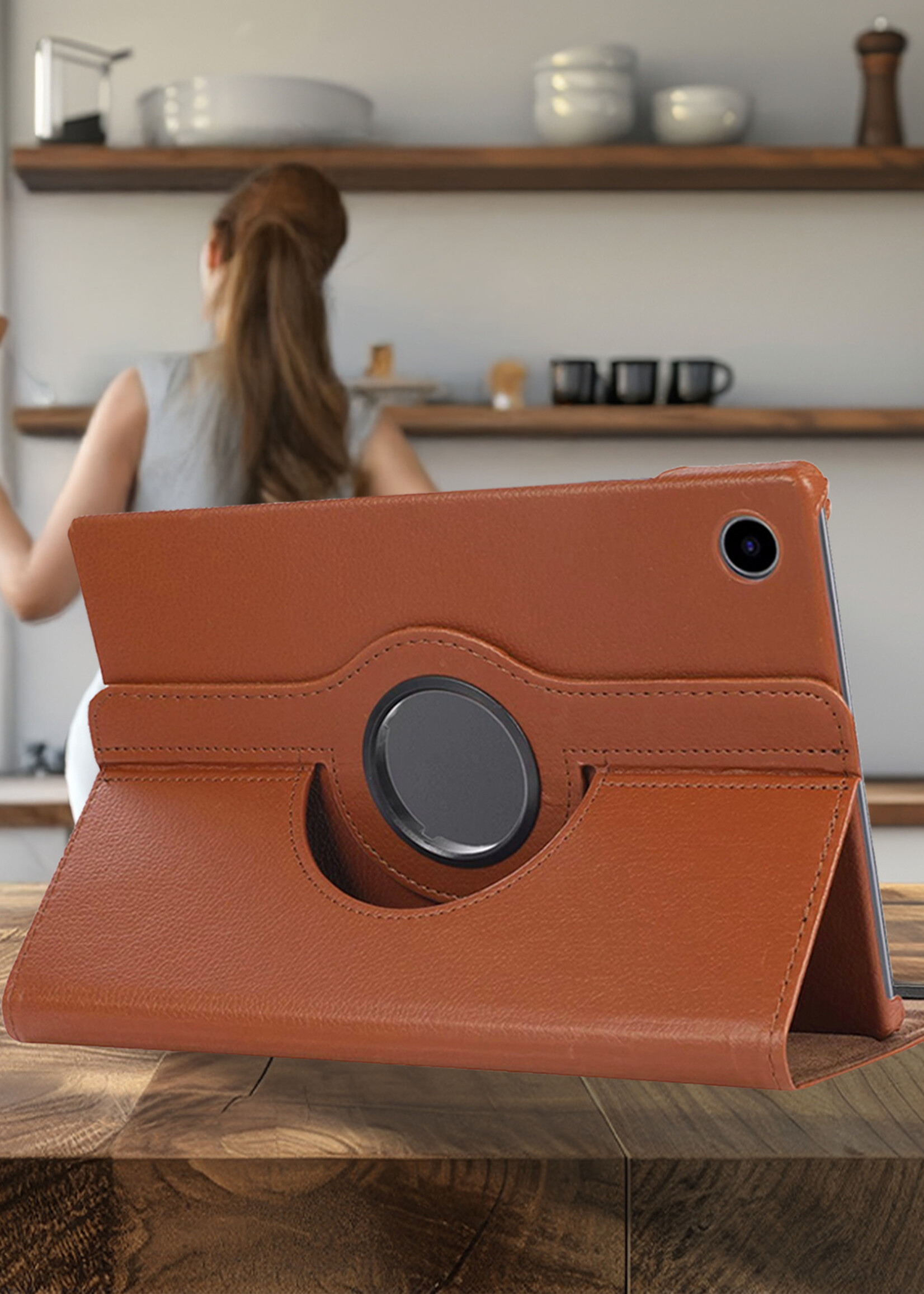 LUQ LUQ Samsung Galaxy Tab A9 Hoes Draaibaar - Bruin