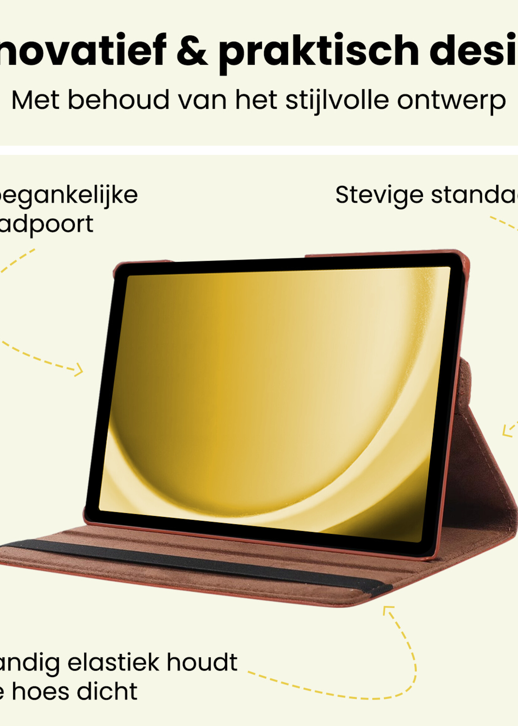 LUQ LUQ Samsung Galaxy Tab A9 Hoes Draaibaar - Bruin