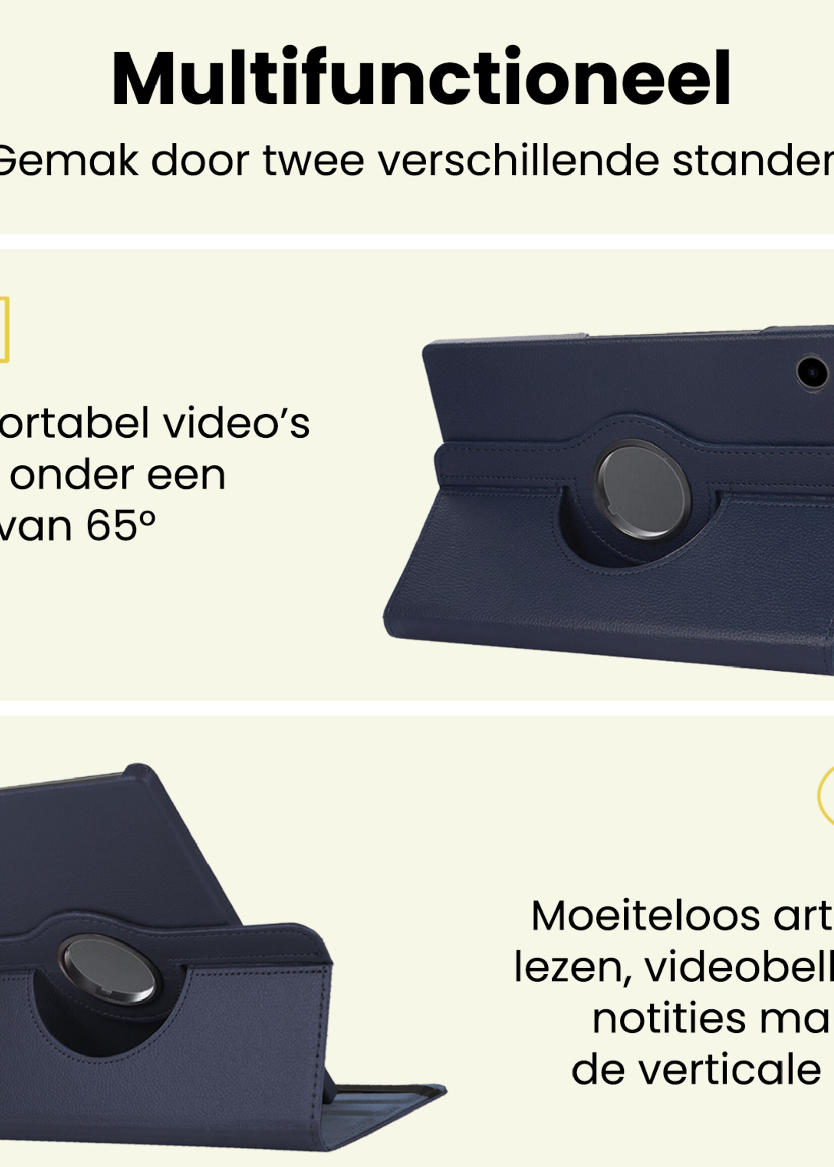 LUQ LUQ Samsung Galaxy Tab A9 Hoes Draaibaar - Donkerblauw