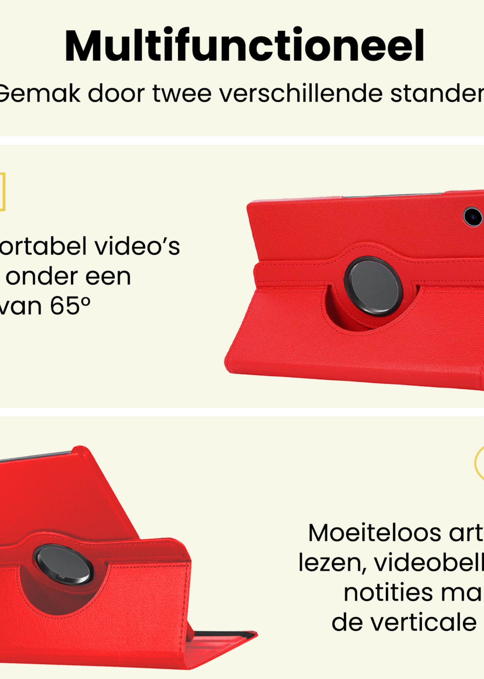 LUQ LUQ Samsung Galaxy Tab A9 Hoes Draaibaar - Rood