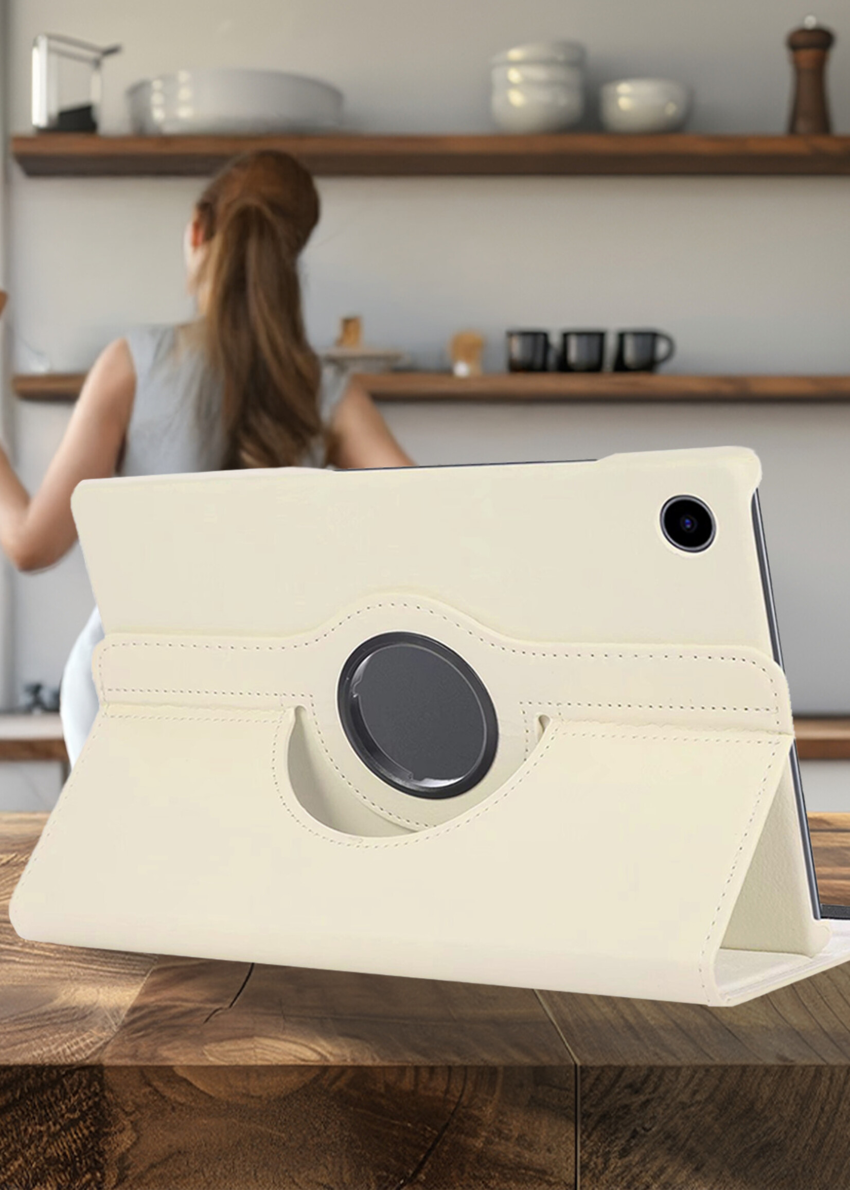 LUQ LUQ Samsung Galaxy Tab A9 Hoes Draaibaar - Wit