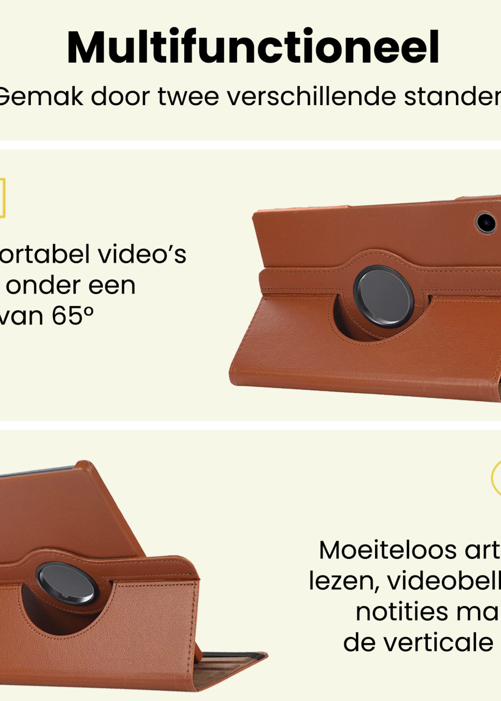 LUQ LUQ Samsung Galaxy Tab A9 Hoes Draaibaar Met Screenprotector - Bruin