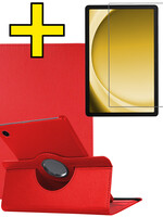 LUQ LUQ Samsung Galaxy Tab A9 Hoes Draaibaar Met Screenprotector - Rood