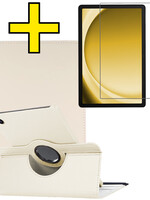 LUQ LUQ Samsung Galaxy Tab A9 Hoes Draaibaar Met Screenprotector - Wit