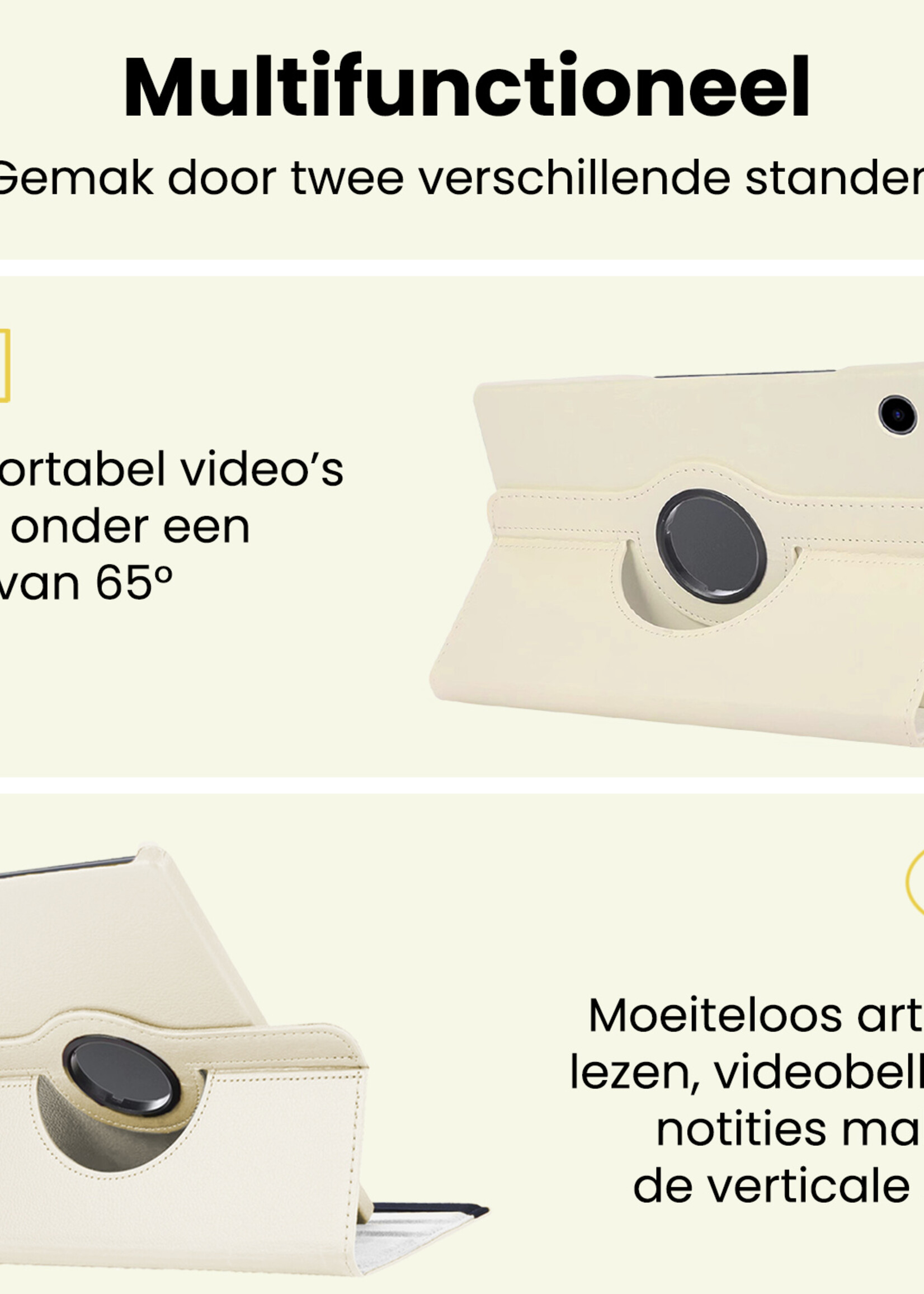 LUQ LUQ Samsung Galaxy Tab A9 Hoes Draaibaar Met Screenprotector - Wit