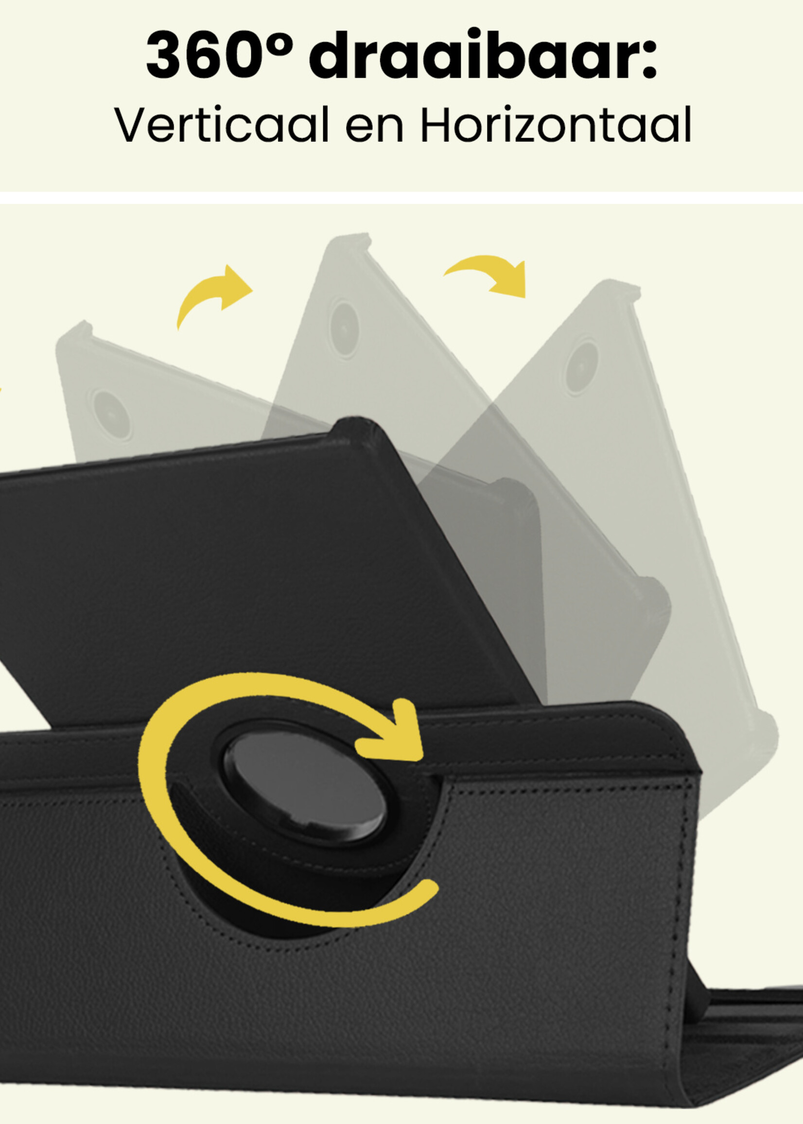 LUQ LUQ Samsung Galaxy Tab A9 Hoes Draaibaar Met Screenprotector - Zwart