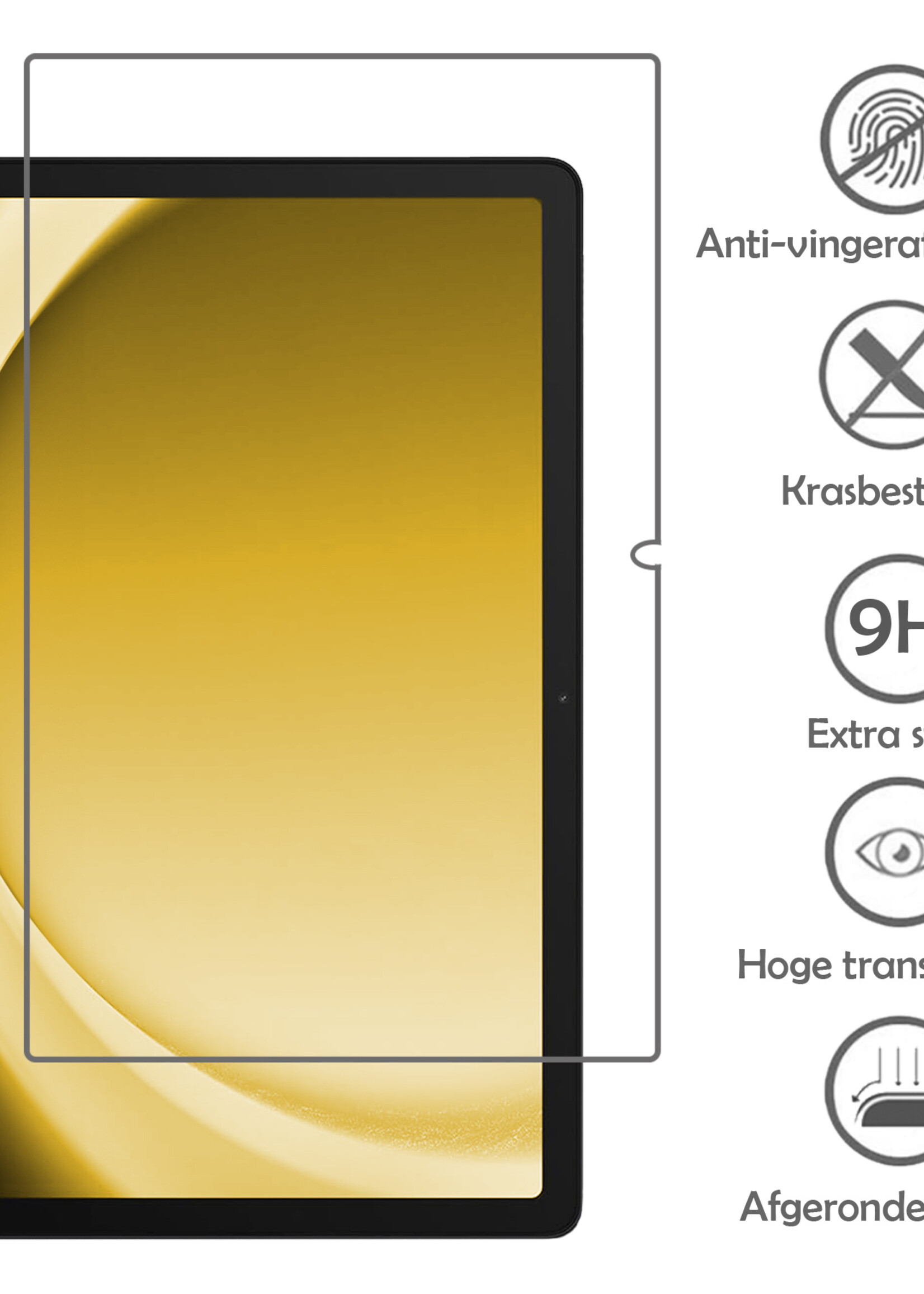 LUQ LUQ Samsung Galaxy Tab A9 Hoes Draaibaar Met Screenprotector - Zwart