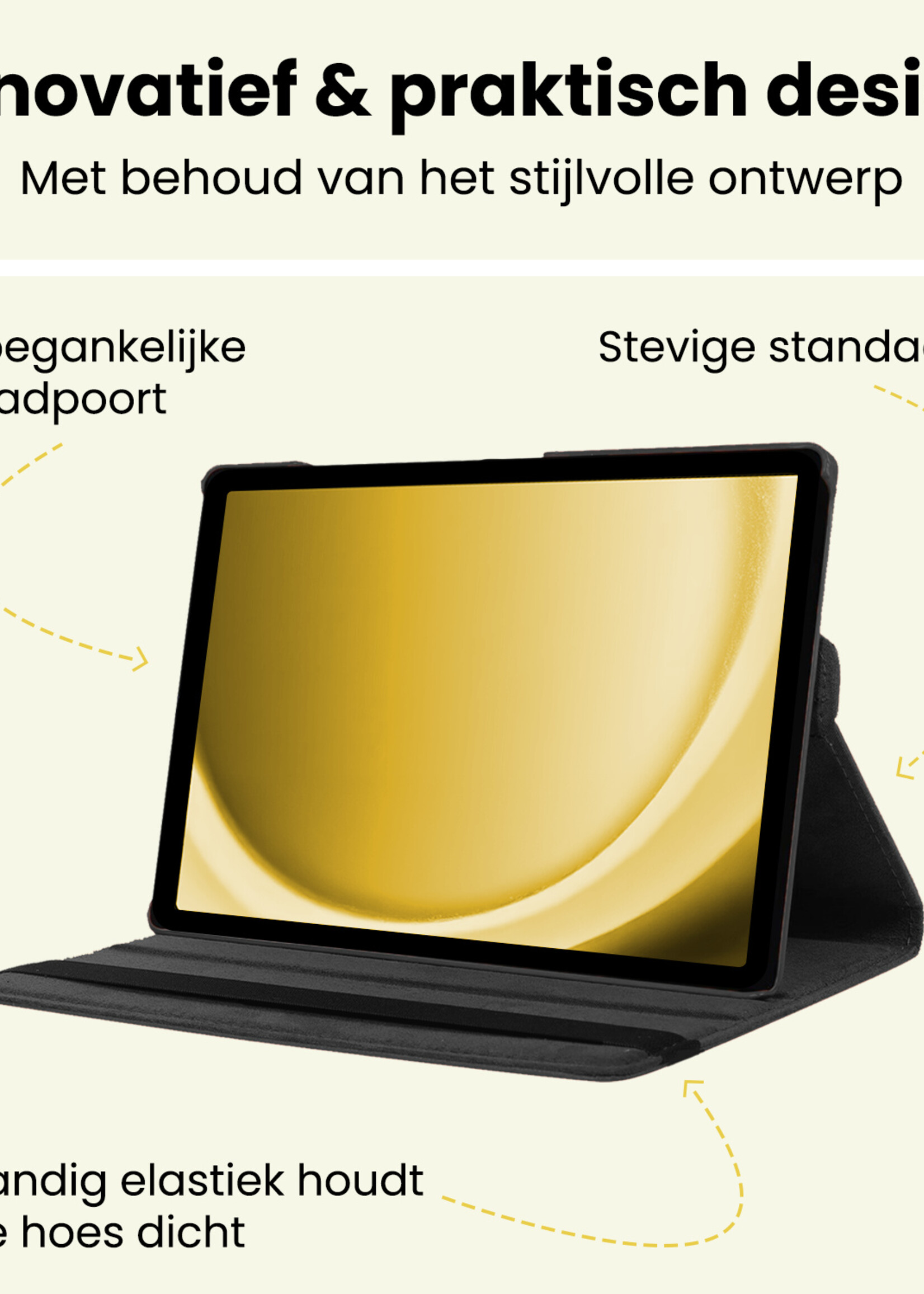 LUQ LUQ Samsung Galaxy Tab A9 Plus Hoes Draaibaar - Zwart