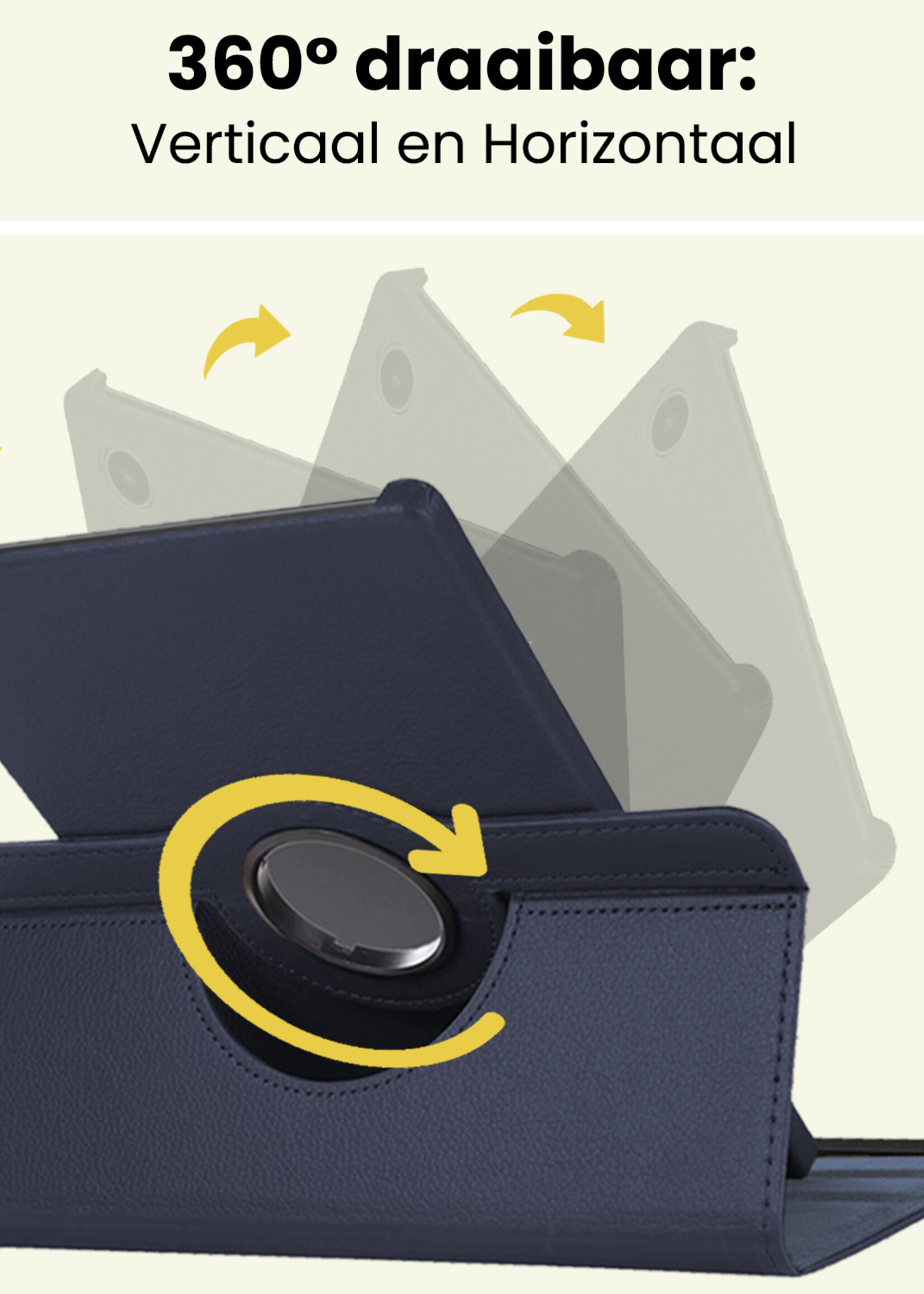 LUQ LUQ Samsung Galaxy Tab A9 Plus Hoes Draaibaar Met Screenprotector - Donkerblauw