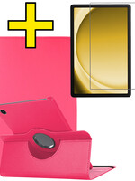 LUQ LUQ Samsung Galaxy Tab A9 Plus Hoes Draaibaar Met Screenprotector - Donkerroze