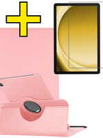 LUQ LUQ Samsung Galaxy Tab A9 Plus Hoes Draaibaar Met Screenprotector - Lichtroze