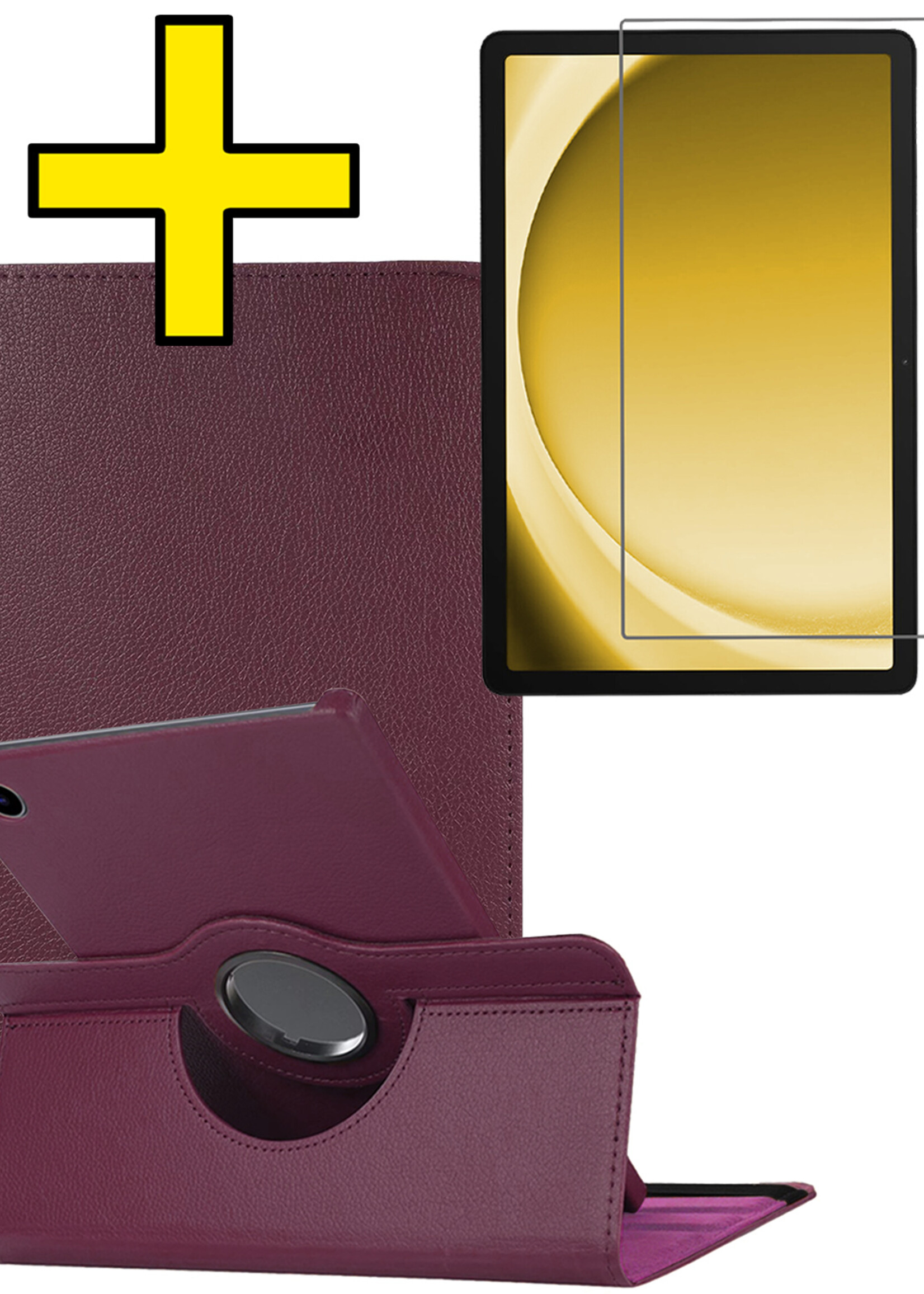 LUQ LUQ Samsung Galaxy Tab A9 Plus Hoes Draaibaar Met Screenprotector - Paars