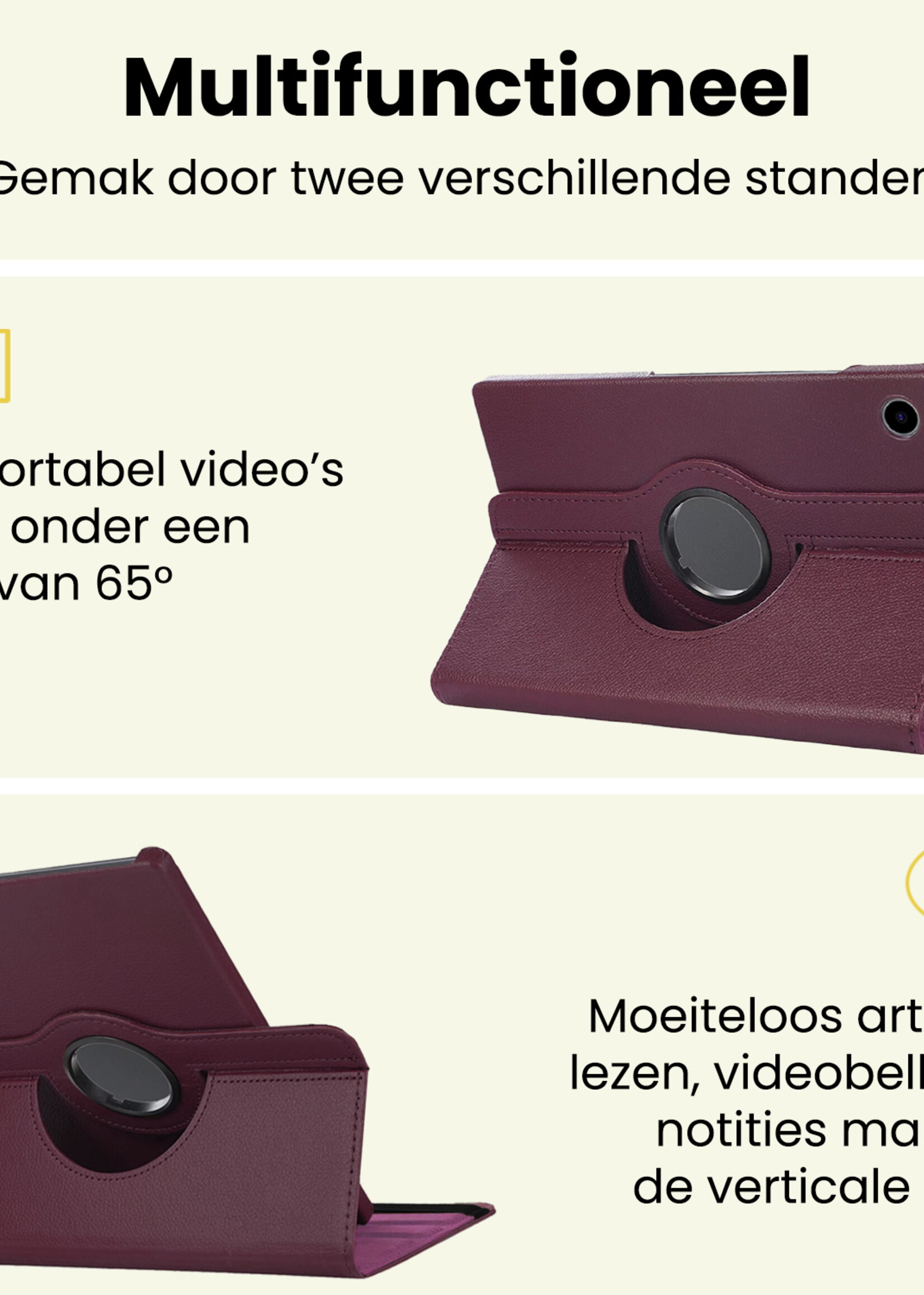 LUQ LUQ Samsung Galaxy Tab A9 Plus Hoes Draaibaar Met Screenprotector - Paars