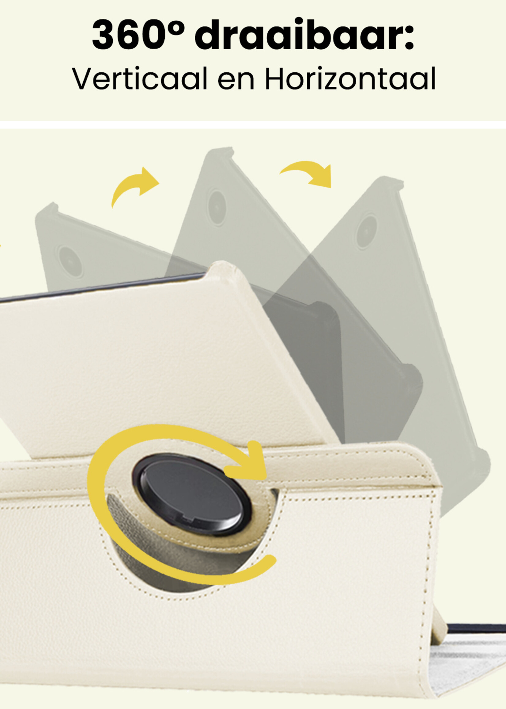 LUQ LUQ Samsung Galaxy Tab A9 Plus Hoes Draaibaar Met Screenprotector - Wit