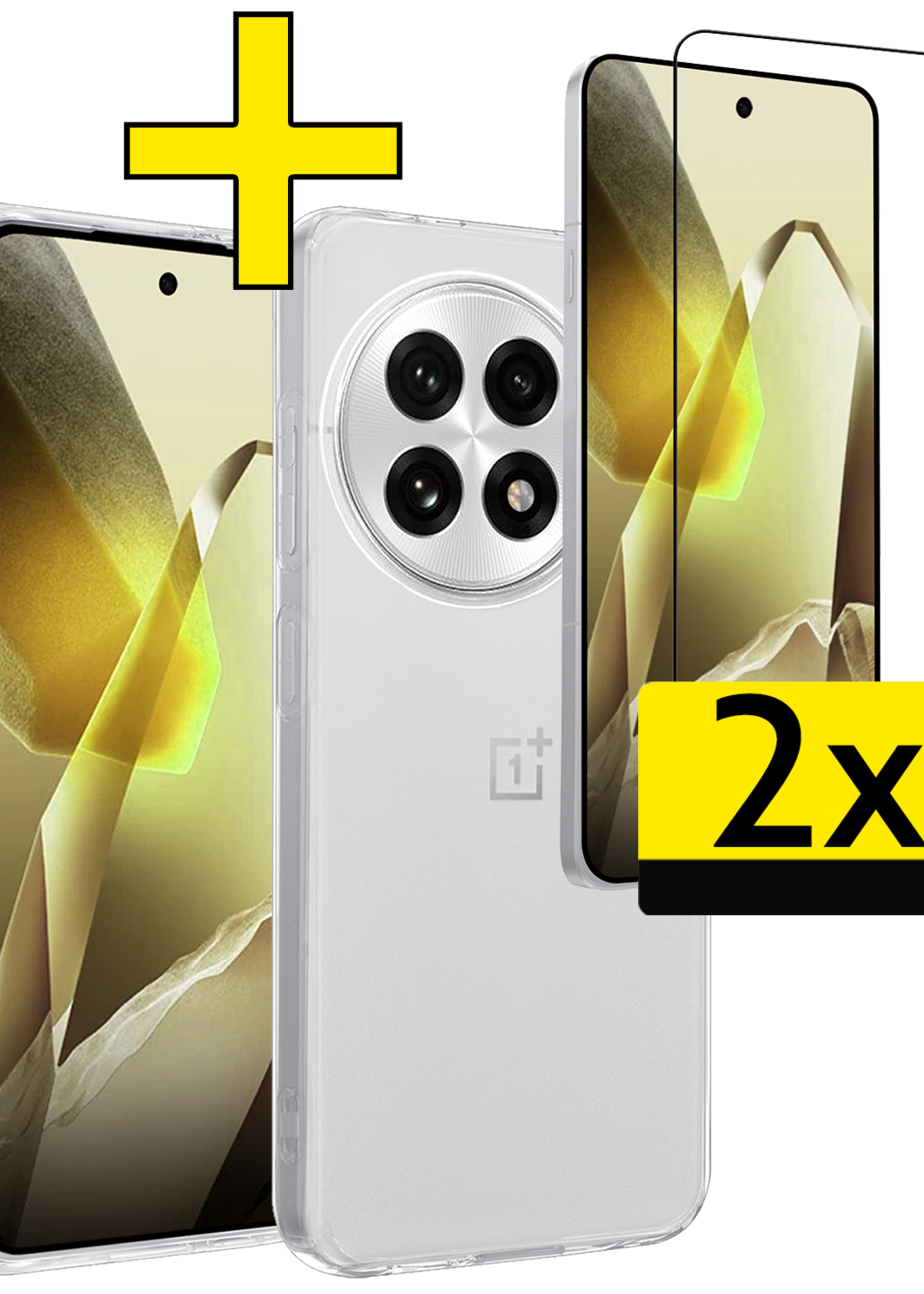 LUQ LUQ OnePlus 13R Hoesje Siliconen Met 2x Screenprotector - Transparant