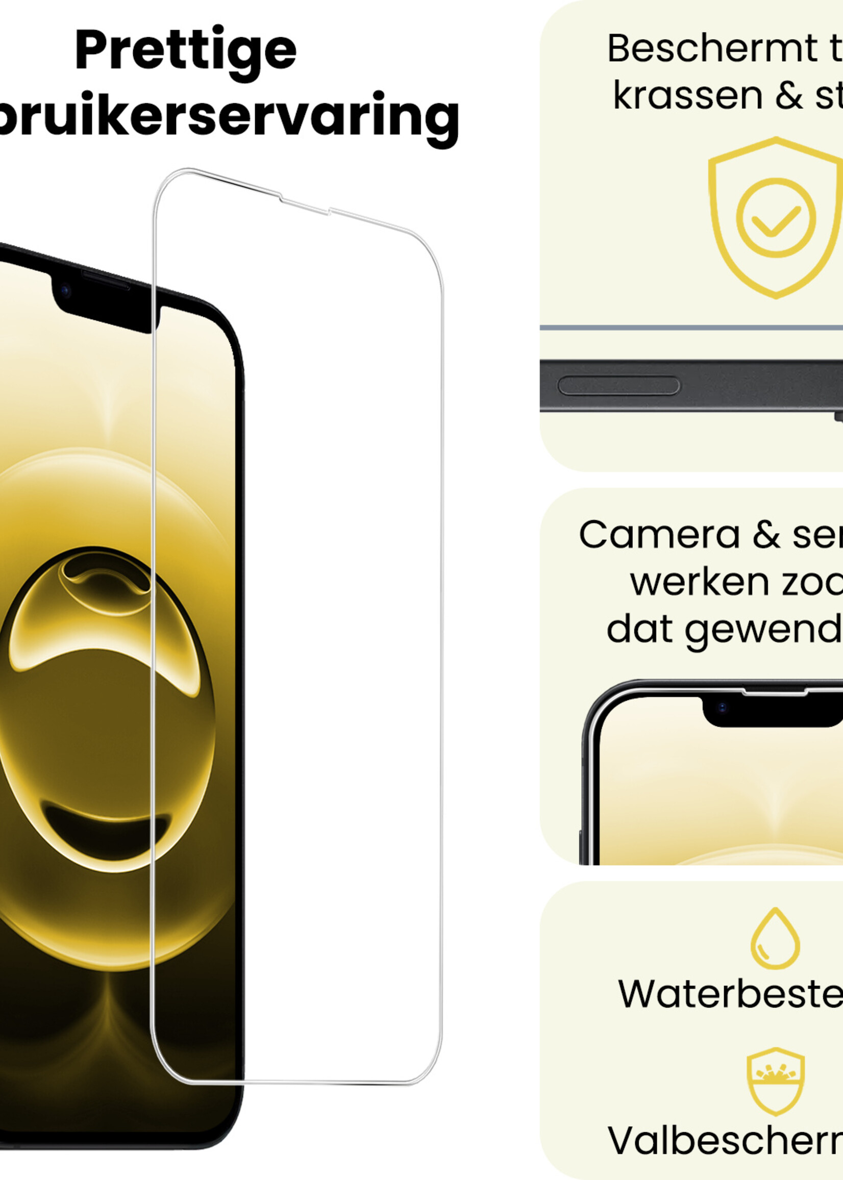 LUQ LUQ iPhone 16E Screenprotector Glas Met Dichte Notch - 2 PACK