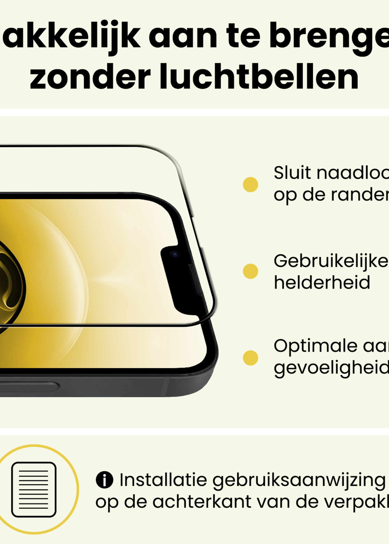 LUQ LUQ iPhone 16E Screenprotector Glas Full Cover 2D - 3 PACK