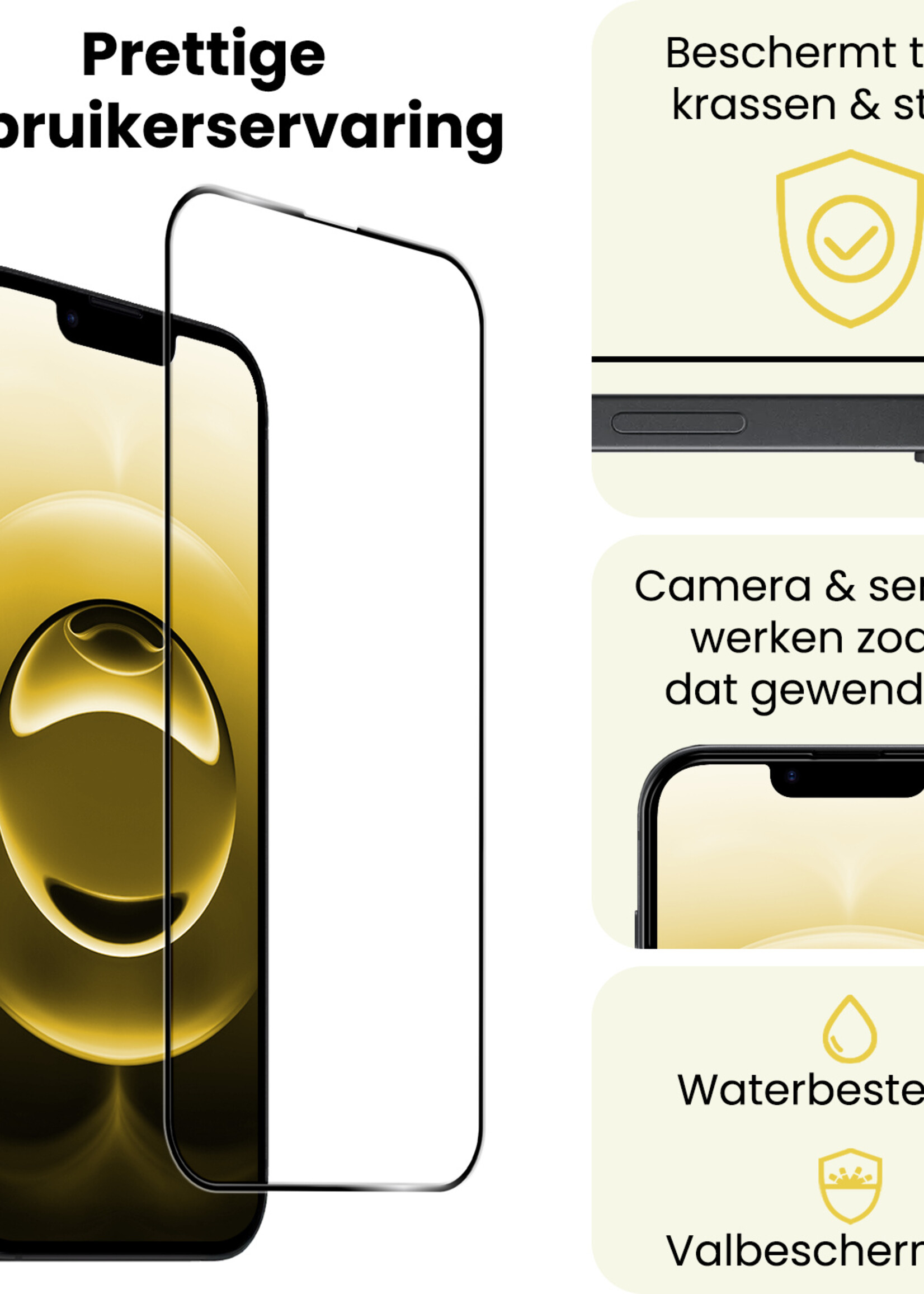 LUQ LUQ iPhone 16E Screenprotector Glas Full Cover 2D - 3 PACK