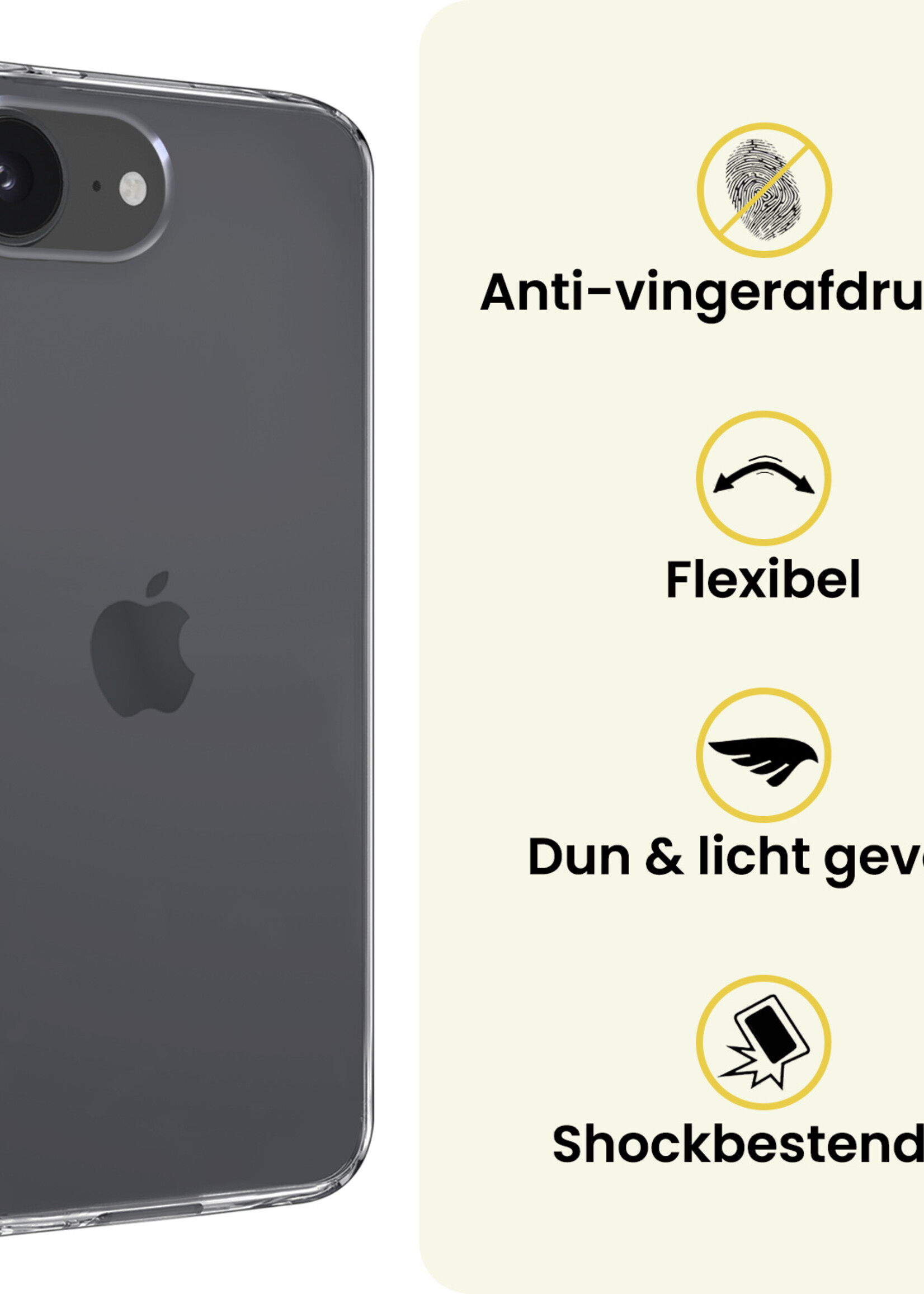LUQ LUQ iPhone 16E Hoesje Siliconen Met Screenprotector Met Dichte Notch - Transparant