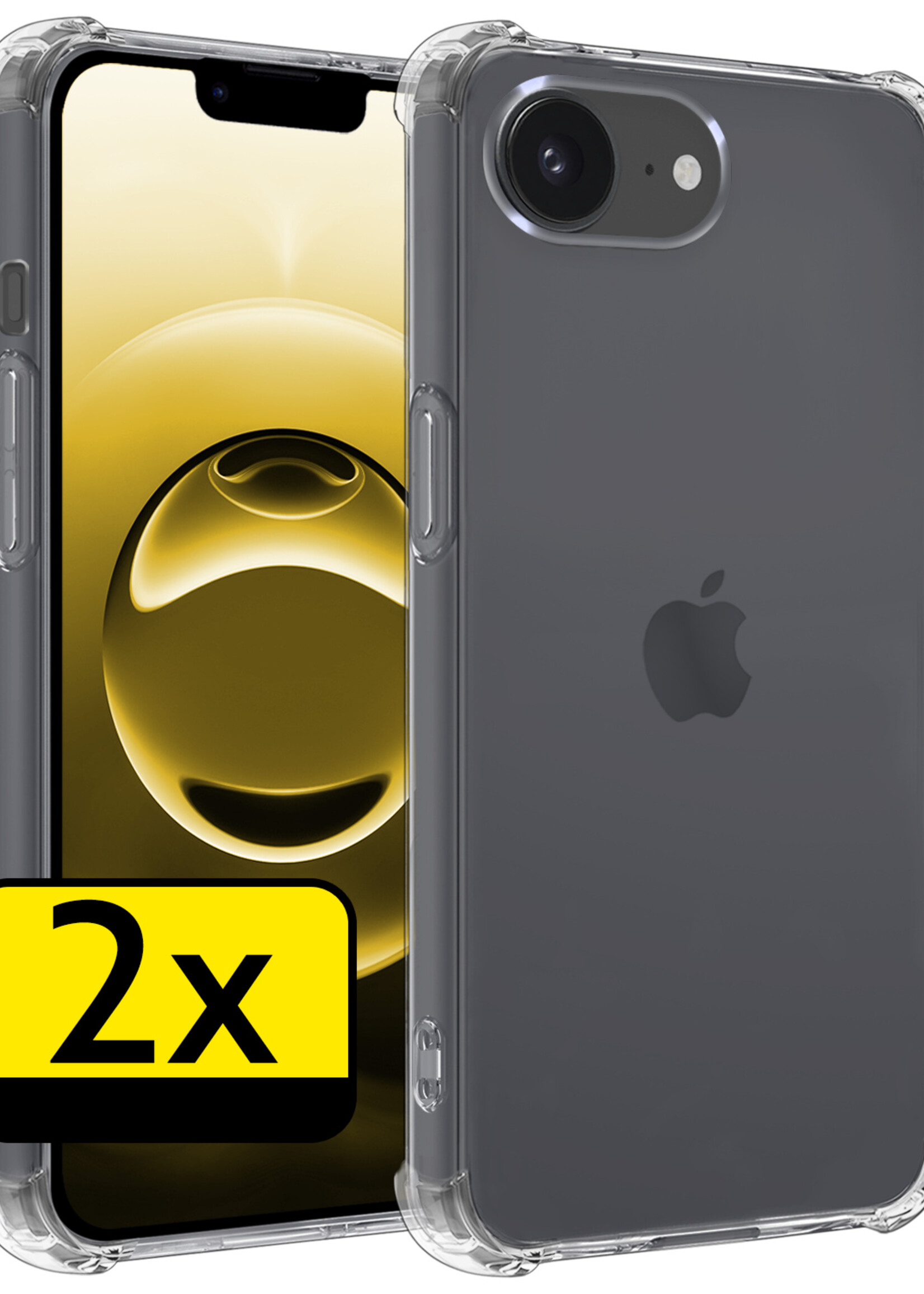 LUQ LUQ iPhone 16E Hoesje Shockproof - Transparant - 2 PACK