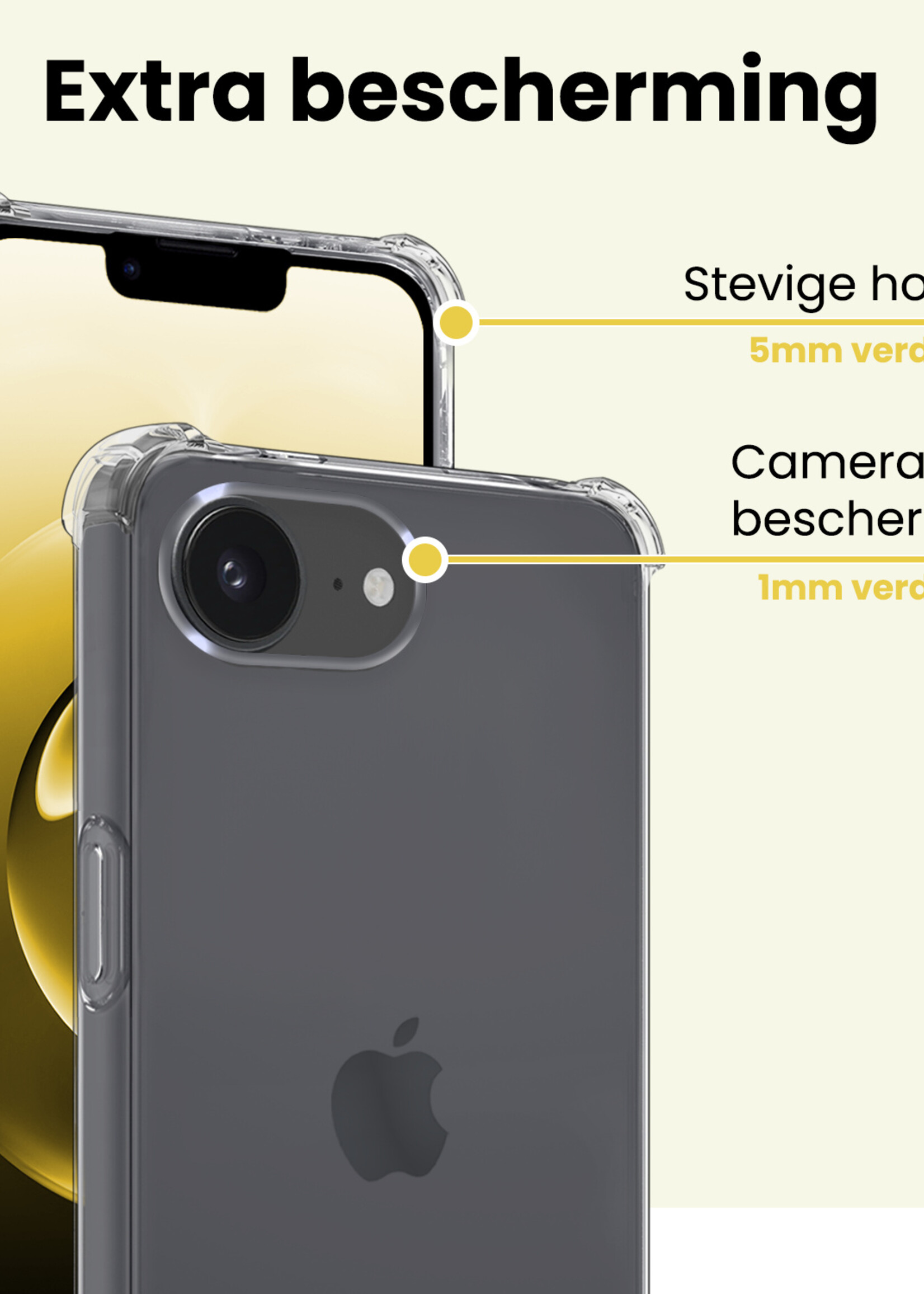 LUQ LUQ iPhone 16E Hoesje Shockproof - Transparant - 2 PACK