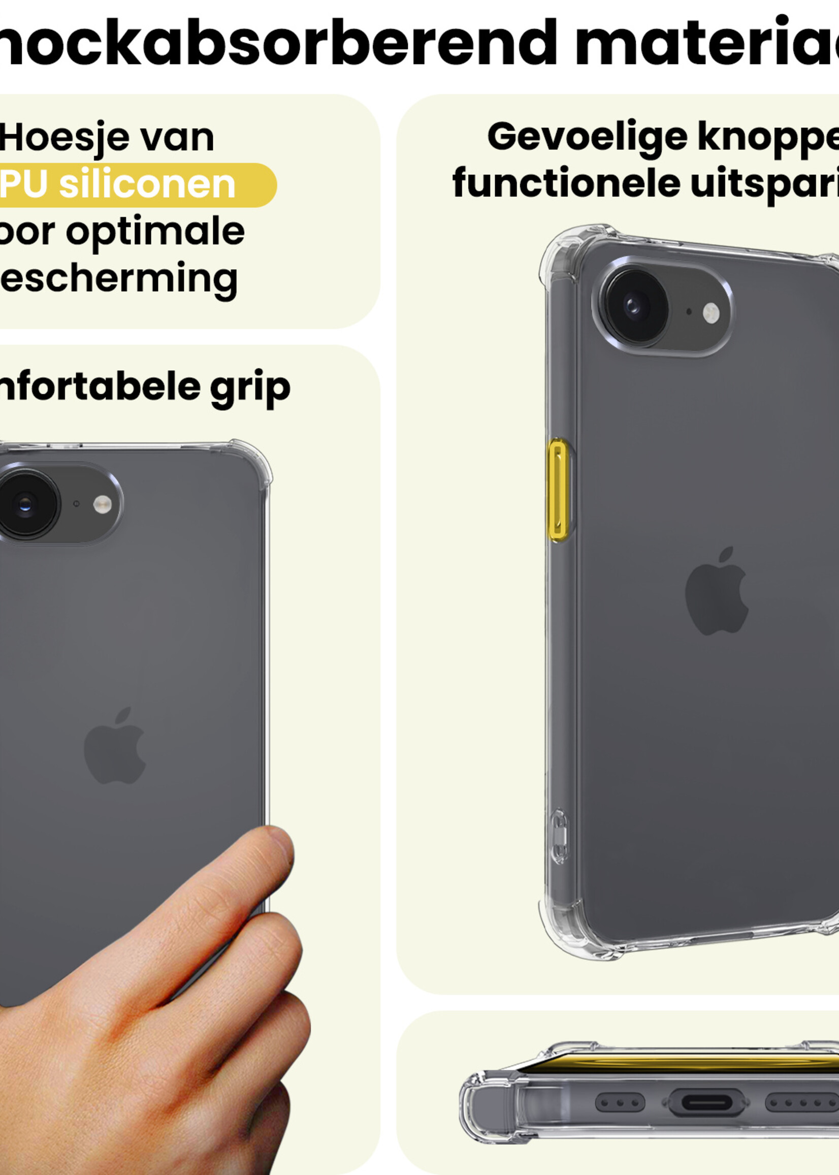 LUQ LUQ iPhone 16E Hoesje Shockproof Met Screenprotector Met Dichte Notch