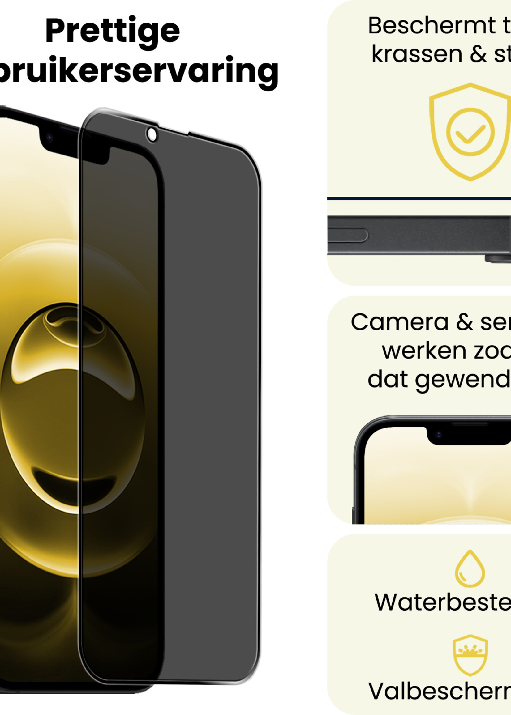 LUQ LUQ iPhone 16E Screenprotector Glas Privacy - 3 PACK