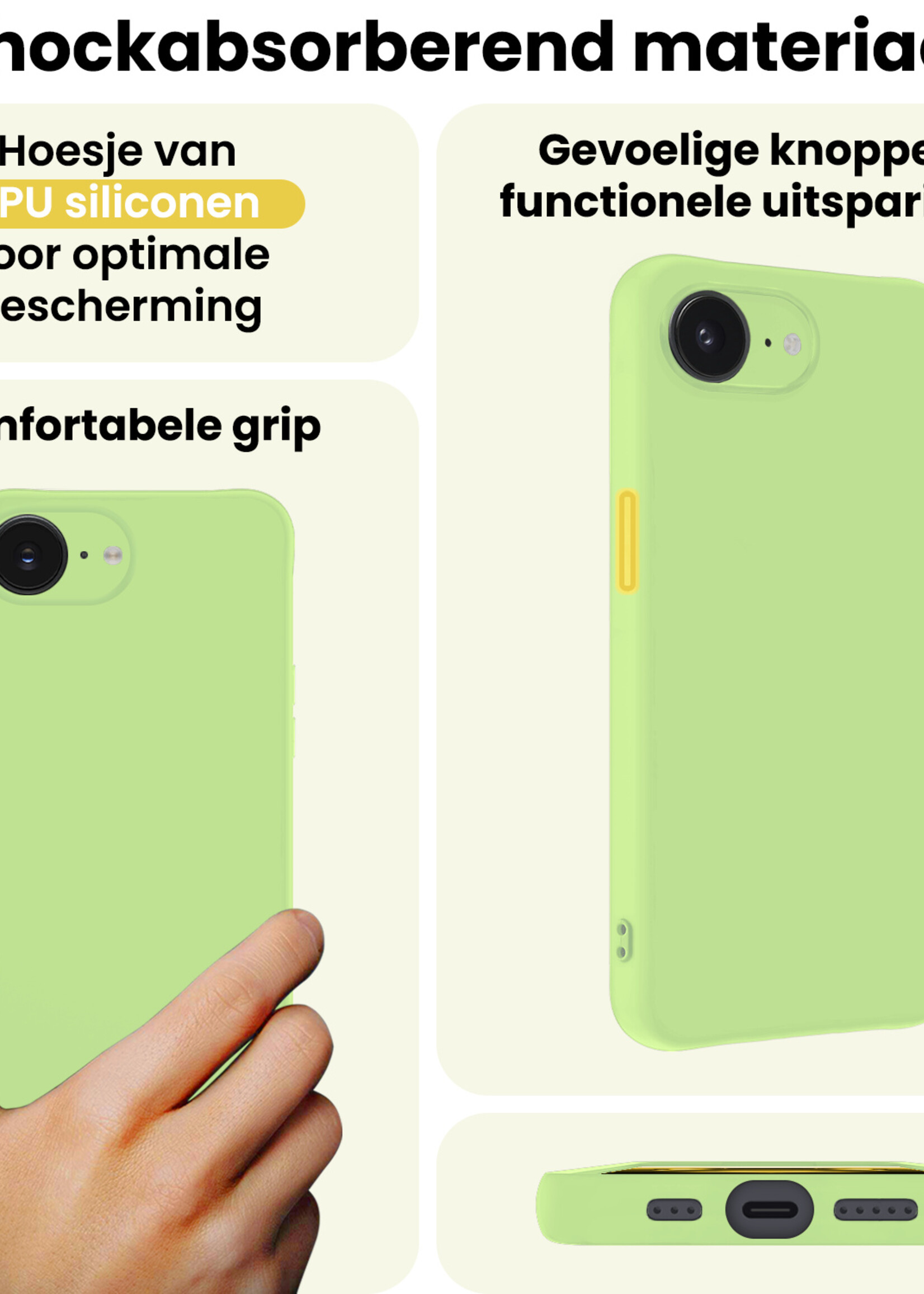 LUQ LUQ iPhone 16E Hoesje Siliconen - Groen