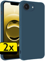 LUQ LUQ iPhone 16E Hoesje Siliconen - Donkerblauw - 2 PACK