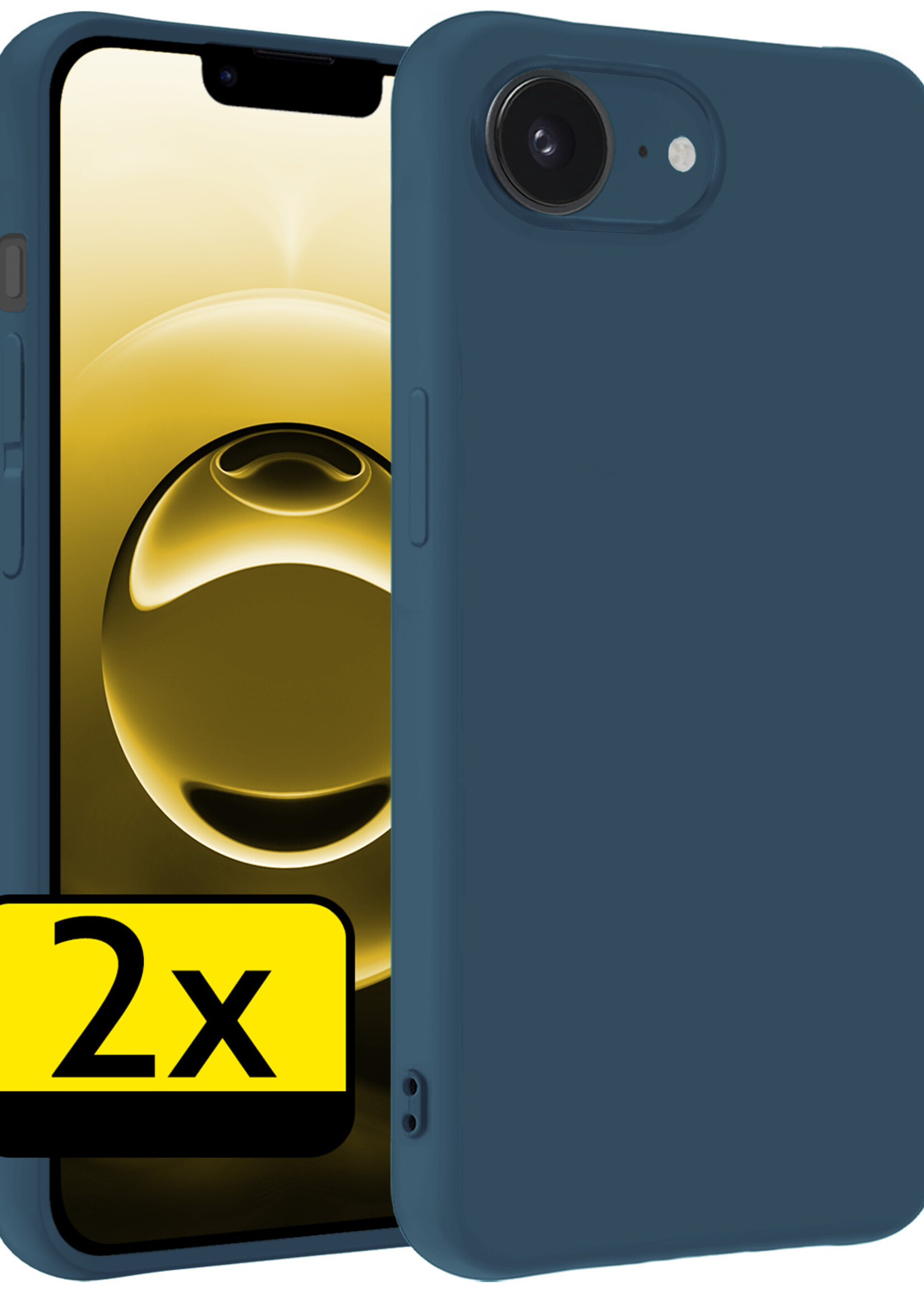 LUQ LUQ iPhone 16E Hoesje Siliconen - Donkerblauw - 2 PACK