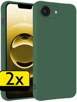 LUQ LUQ iPhone 16E Hoesje Siliconen - Donkergroen - 2 PACK