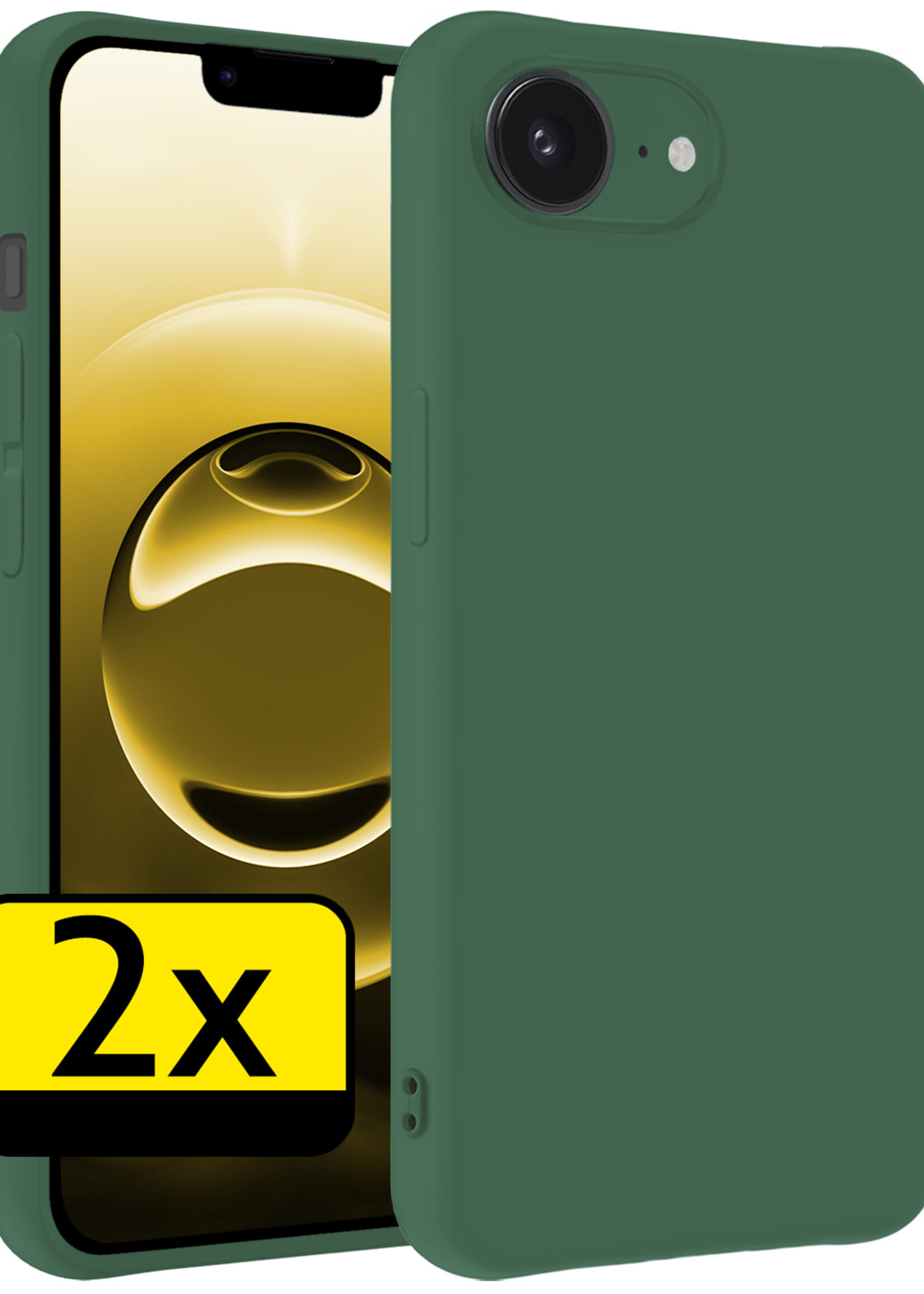 LUQ LUQ iPhone 16E Hoesje Siliconen - Donkergroen - 2 PACK