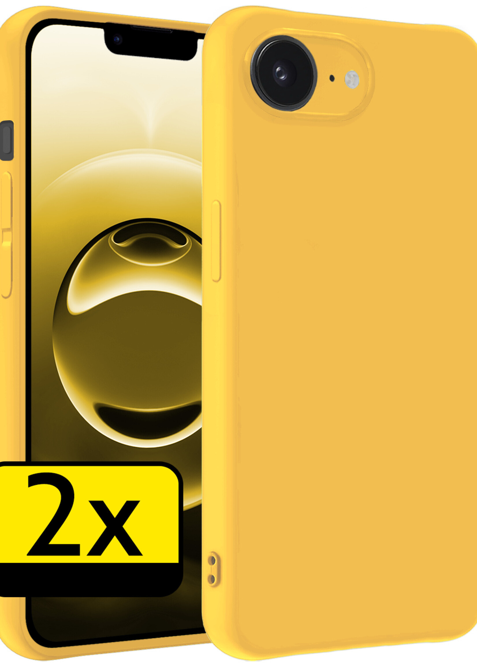 LUQ LUQ iPhone 16E Hoesje Siliconen - Geel - 2 PACK