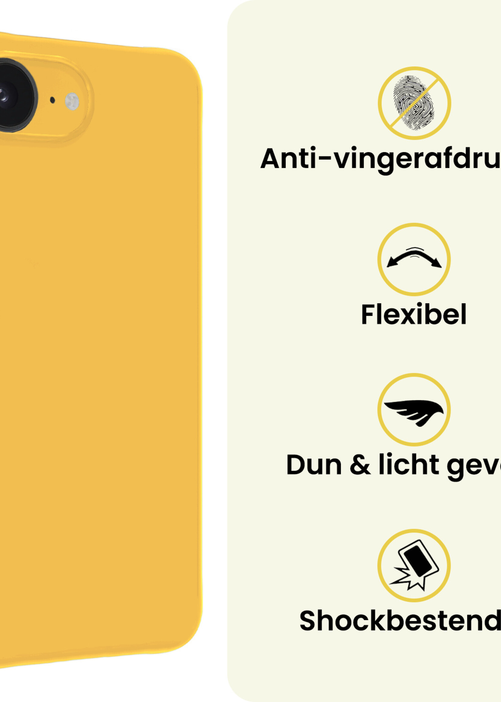 LUQ LUQ iPhone 16E Hoesje Siliconen - Geel - 2 PACK