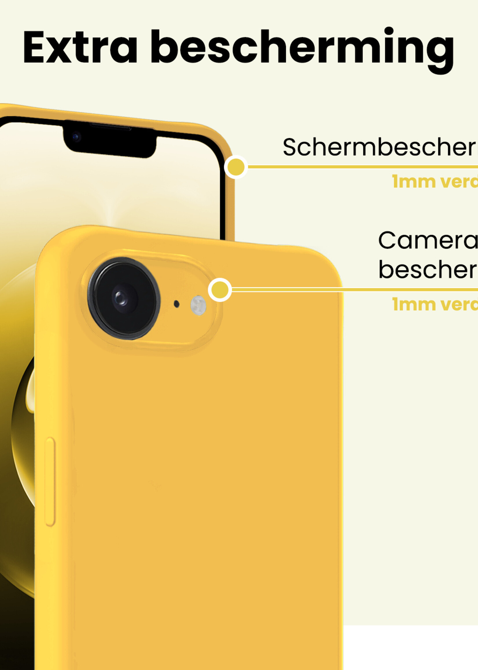 LUQ LUQ iPhone 16E Hoesje Siliconen - Geel - 2 PACK