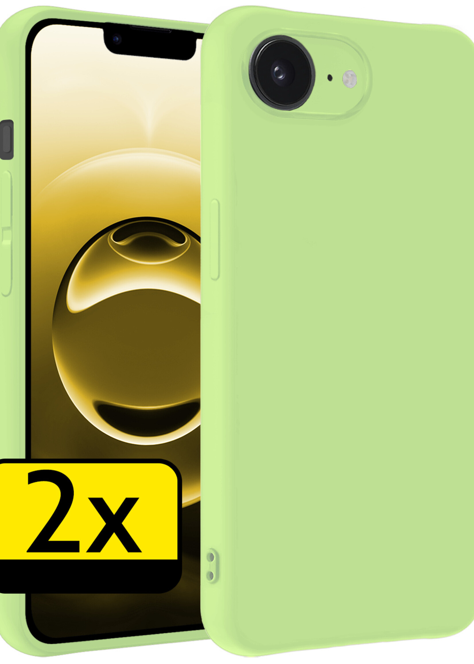 LUQ LUQ iPhone 16E Hoesje Siliconen - Groen - 2 PACK