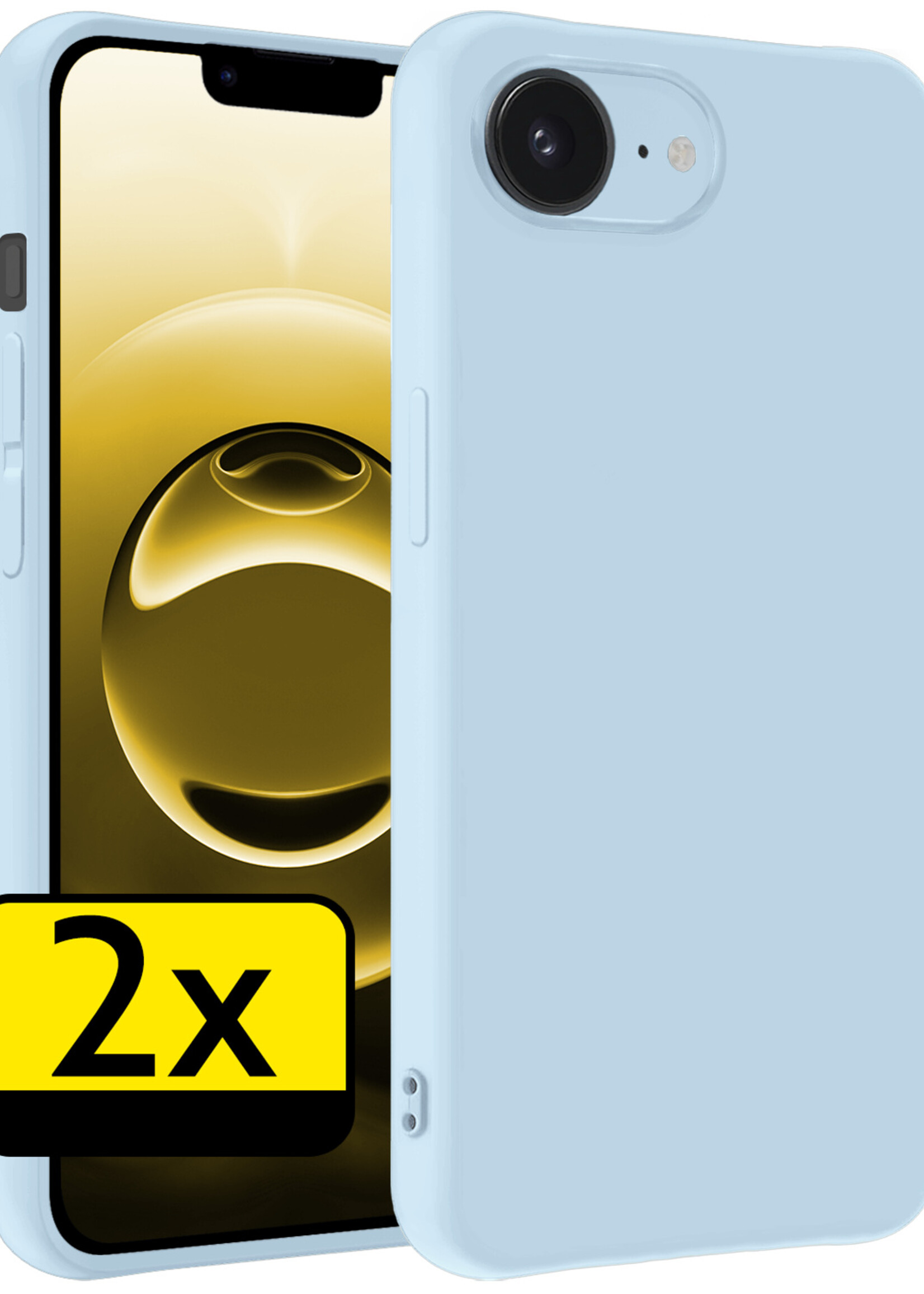 LUQ LUQ iPhone 16E Hoesje Siliconen - Lichtblauw - 2 PACK