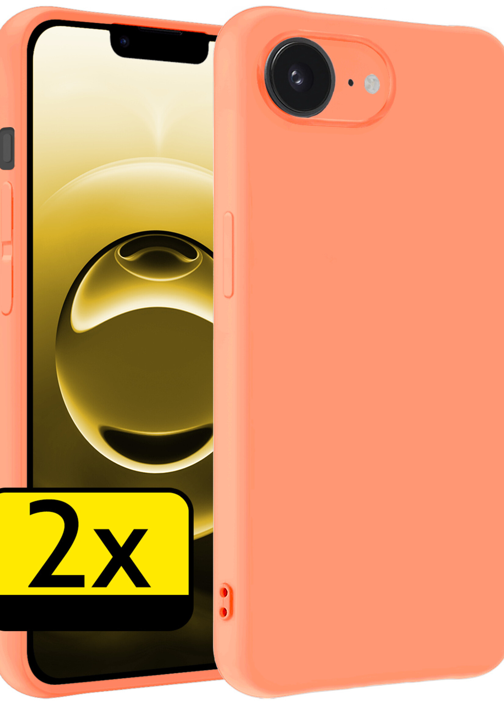 LUQ LUQ iPhone 16E Hoesje Siliconen - Perzik - 2 PACK