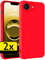 LUQ LUQ iPhone 16E Hoesje Siliconen - Rood - 2 PACK