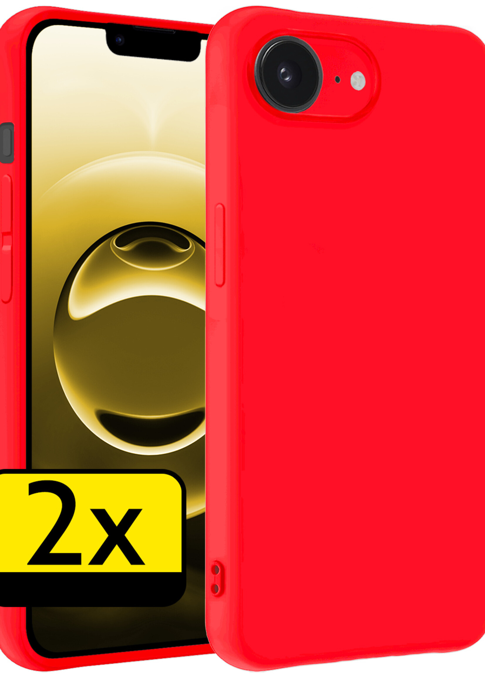 LUQ LUQ iPhone 16E Hoesje Siliconen - Rood - 2 PACK