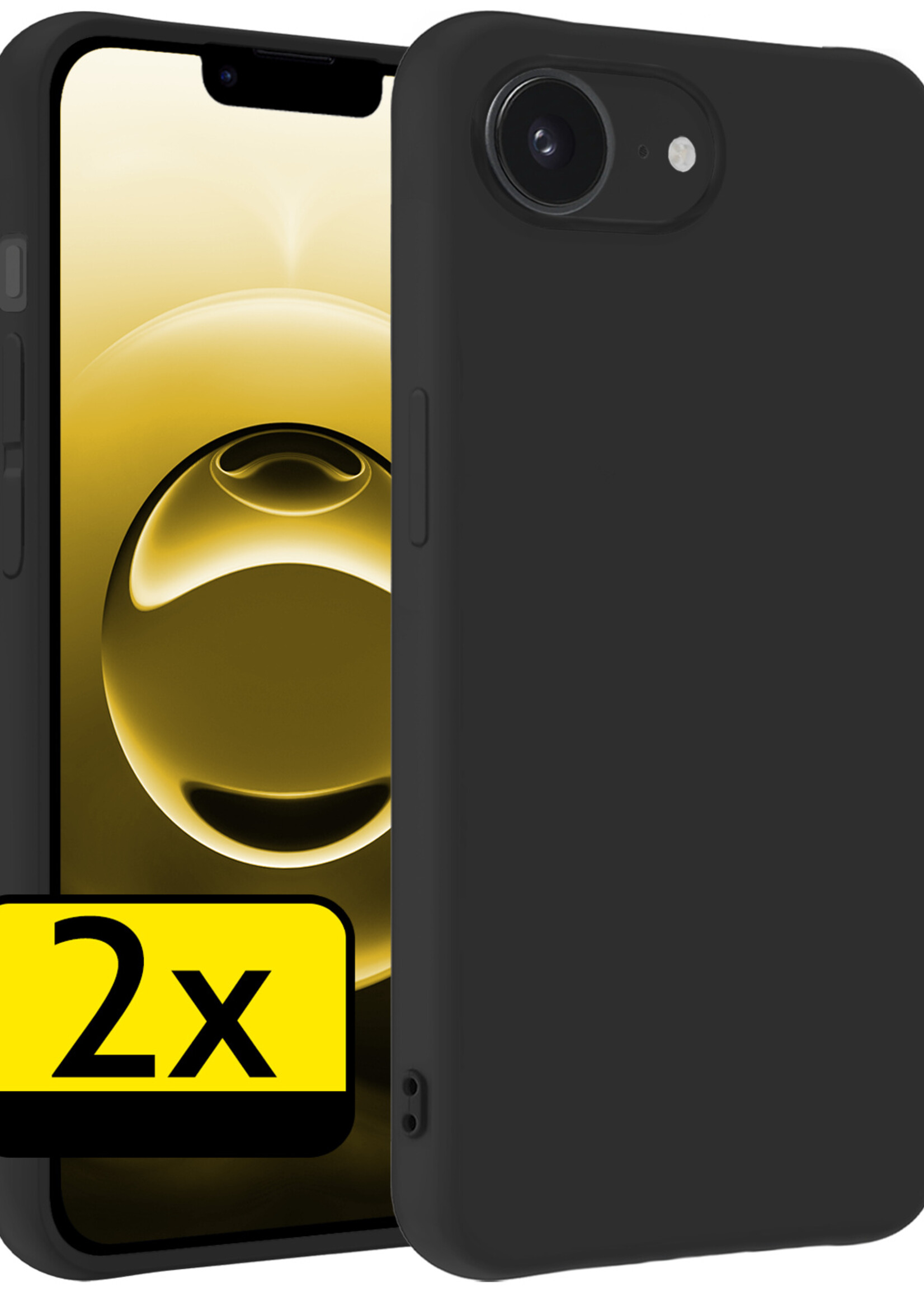 LUQ LUQ iPhone 16E Hoesje Siliconen - Zwart - 2 PACK