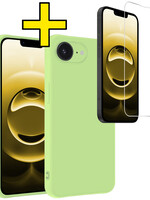 LUQ LUQ iPhone 16E Hoesje Siliconen Met Screenprotector Met Dichte Notch - Groen