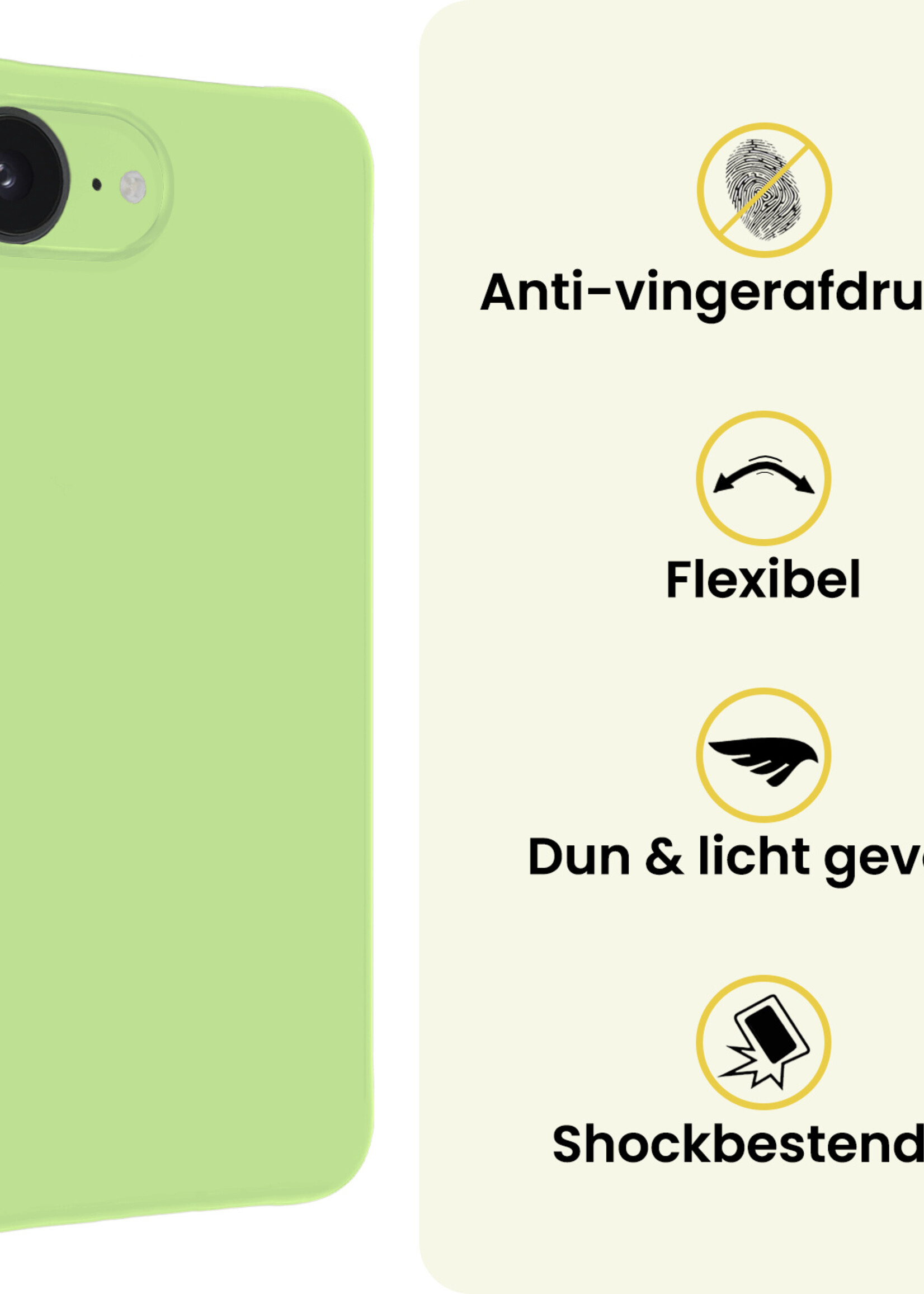 LUQ LUQ iPhone 16E Hoesje Siliconen Met Screenprotector Met Dichte Notch - Groen